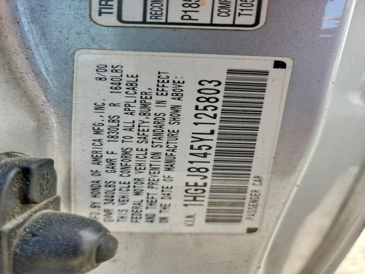 2000 Honda Civic Ex Silver vin: 1HGEJ8145YL125803