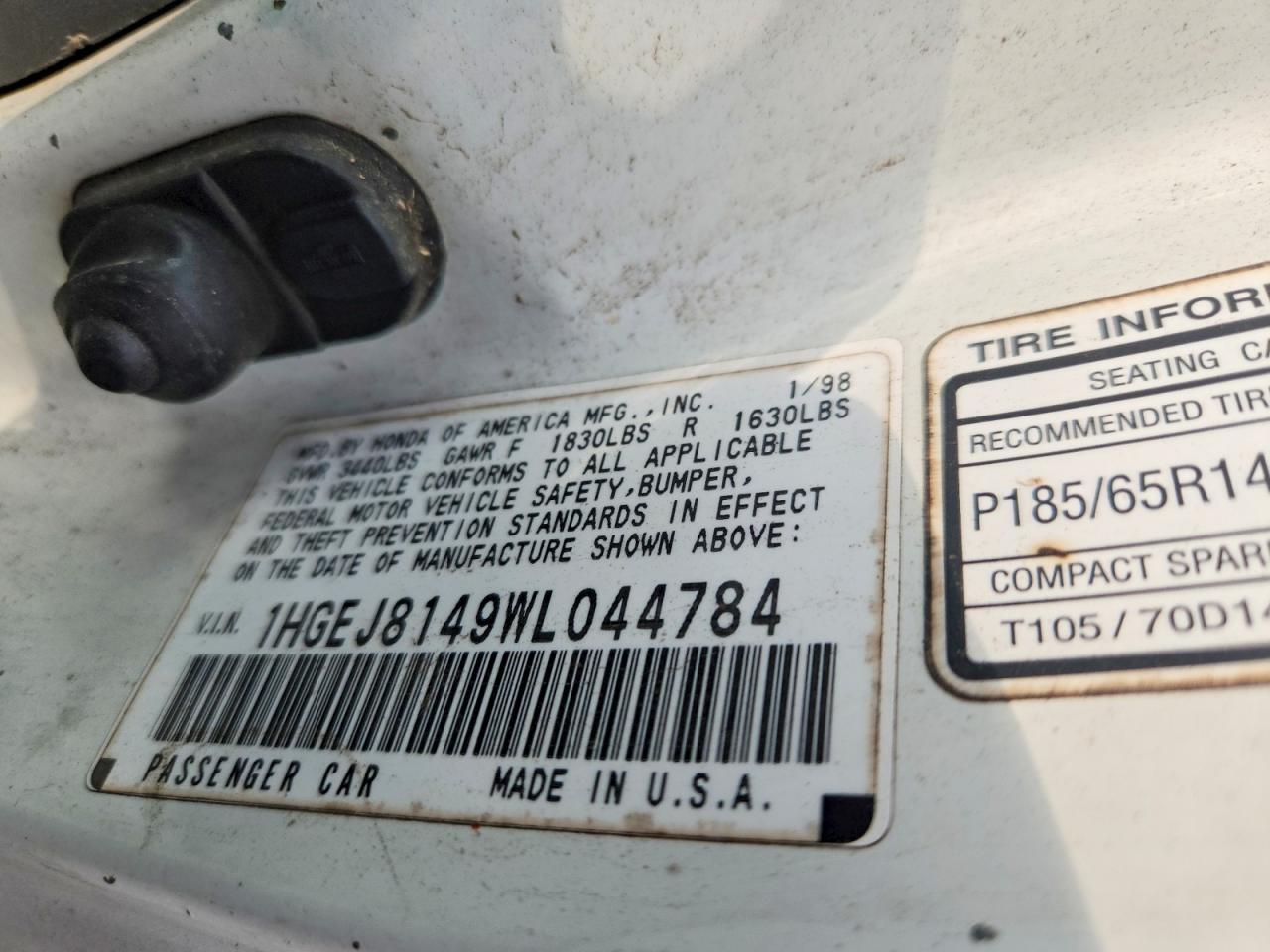 1998 Honda Civic Ex Silver vin: 1HGEJ8149WL044784