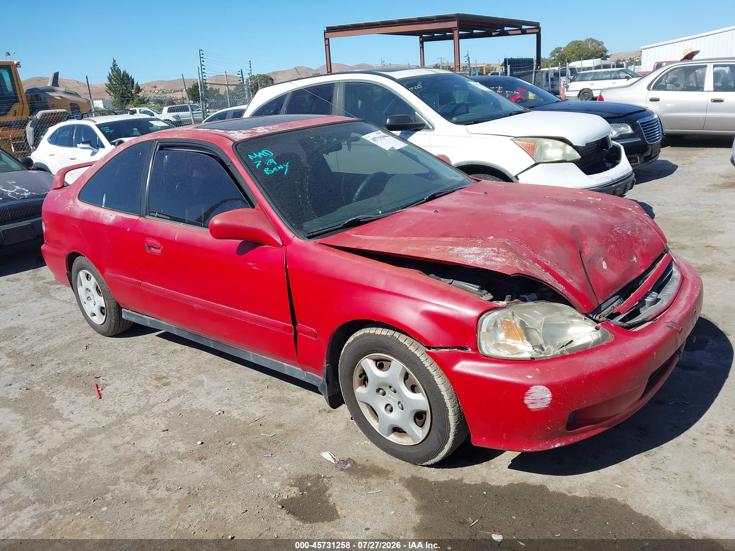 2000 Honda Civic Ex Red vin: 1HGEJ8241YL034171