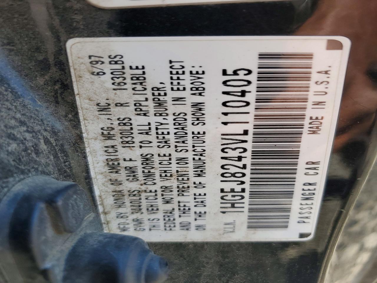 1997 Honda Civic Ex Black vin: 1HGEJ8243VL110405