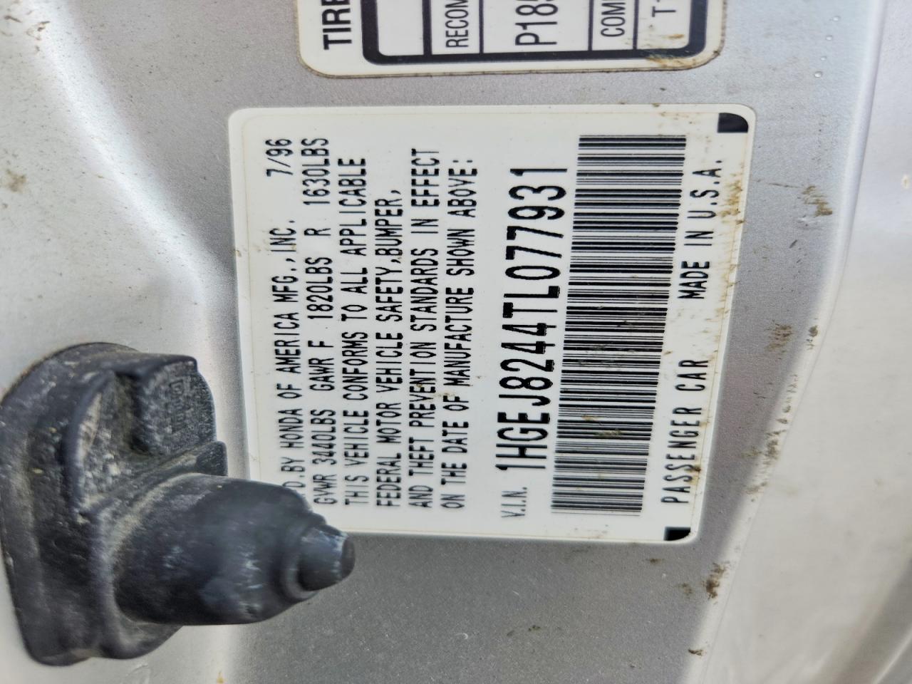1996 Honda Civic Ex Silver vin: 1HGEJ8244TL077931