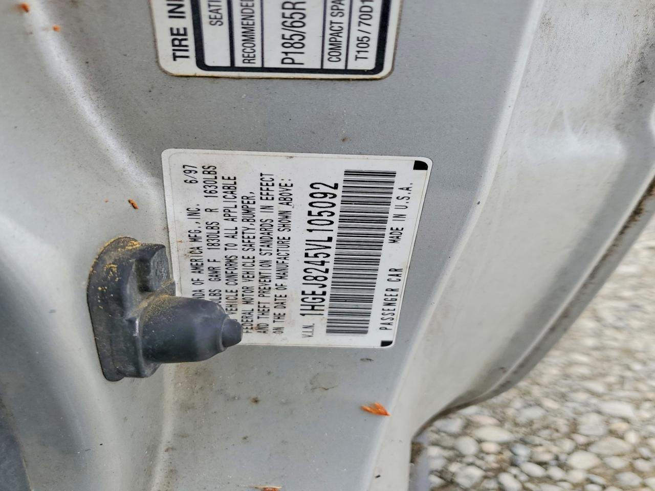 1997 Honda Civic Ex Silver vin: 1HGEJ8245VL105092