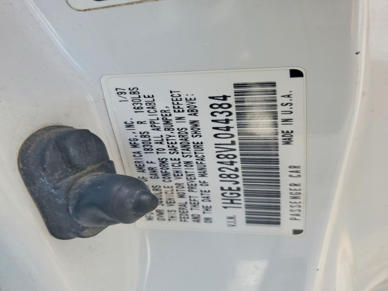 1997 Honda Civic Ex Белый vin: 1HGEJ8248VL044384