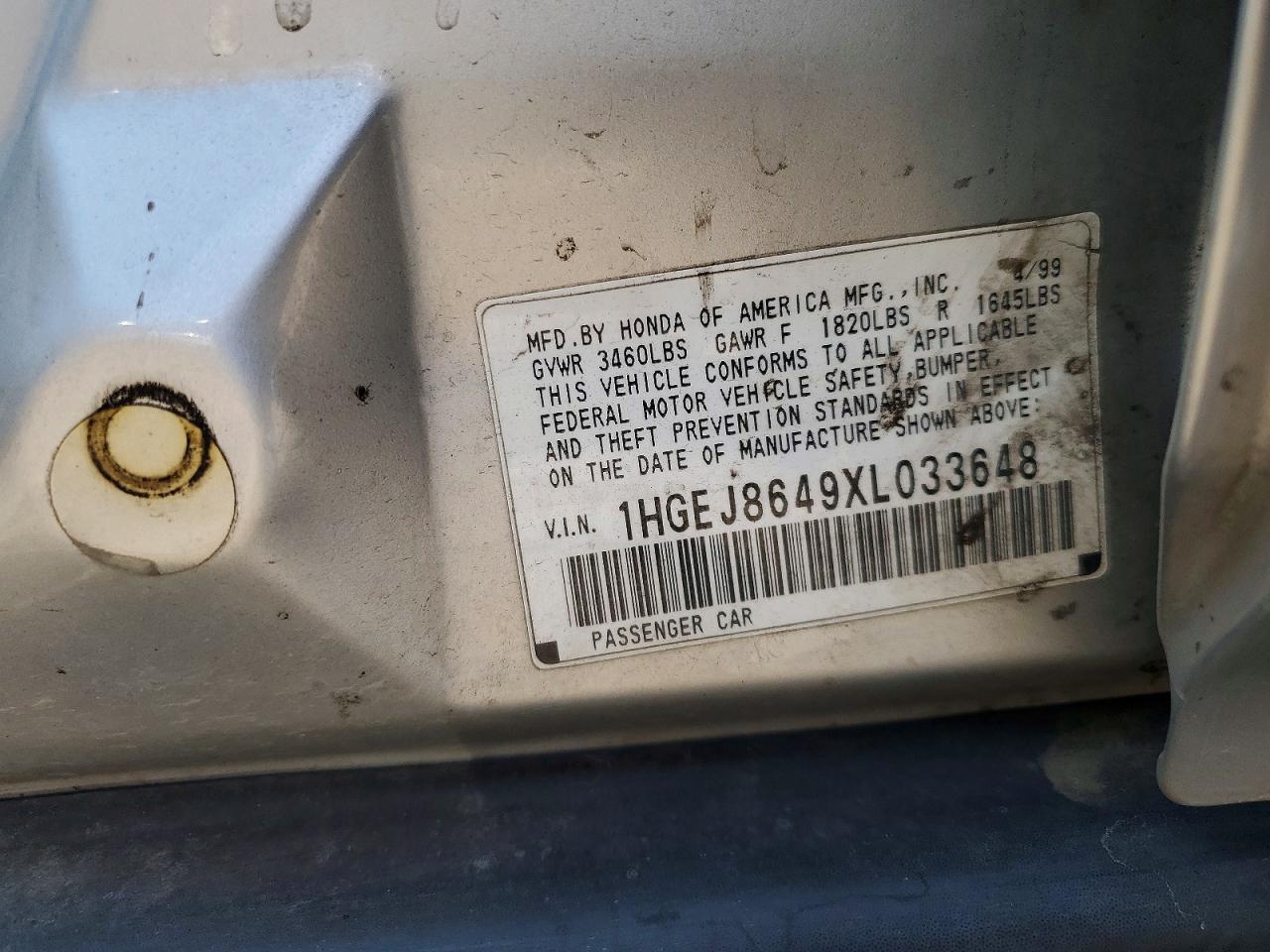 1999 Honda Civic Ex Silver vin: 1HGEJ8649XL033648
