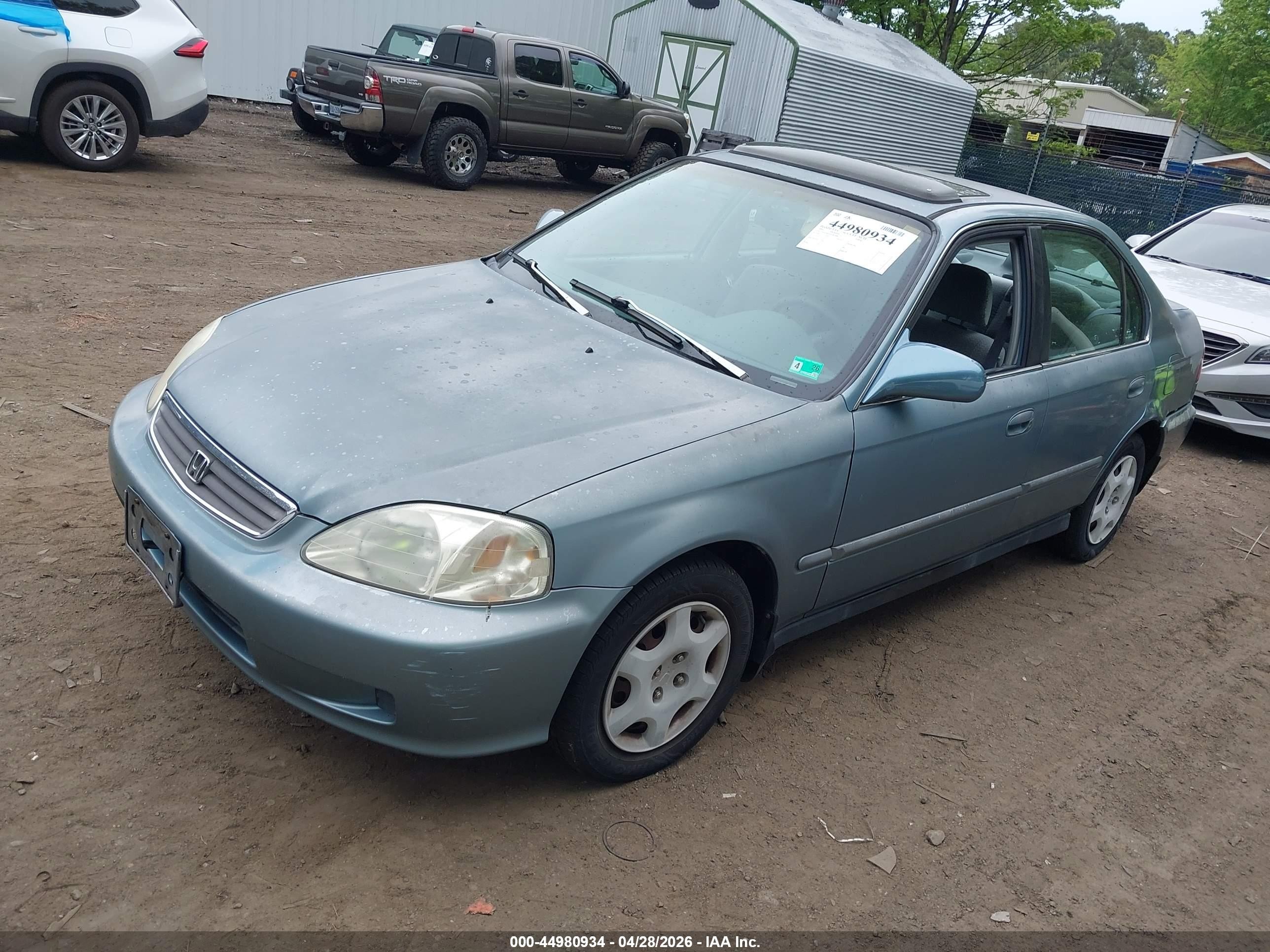 2000 Honda Civic Ex Light Blue vin: 1HGEJ8649YL003468