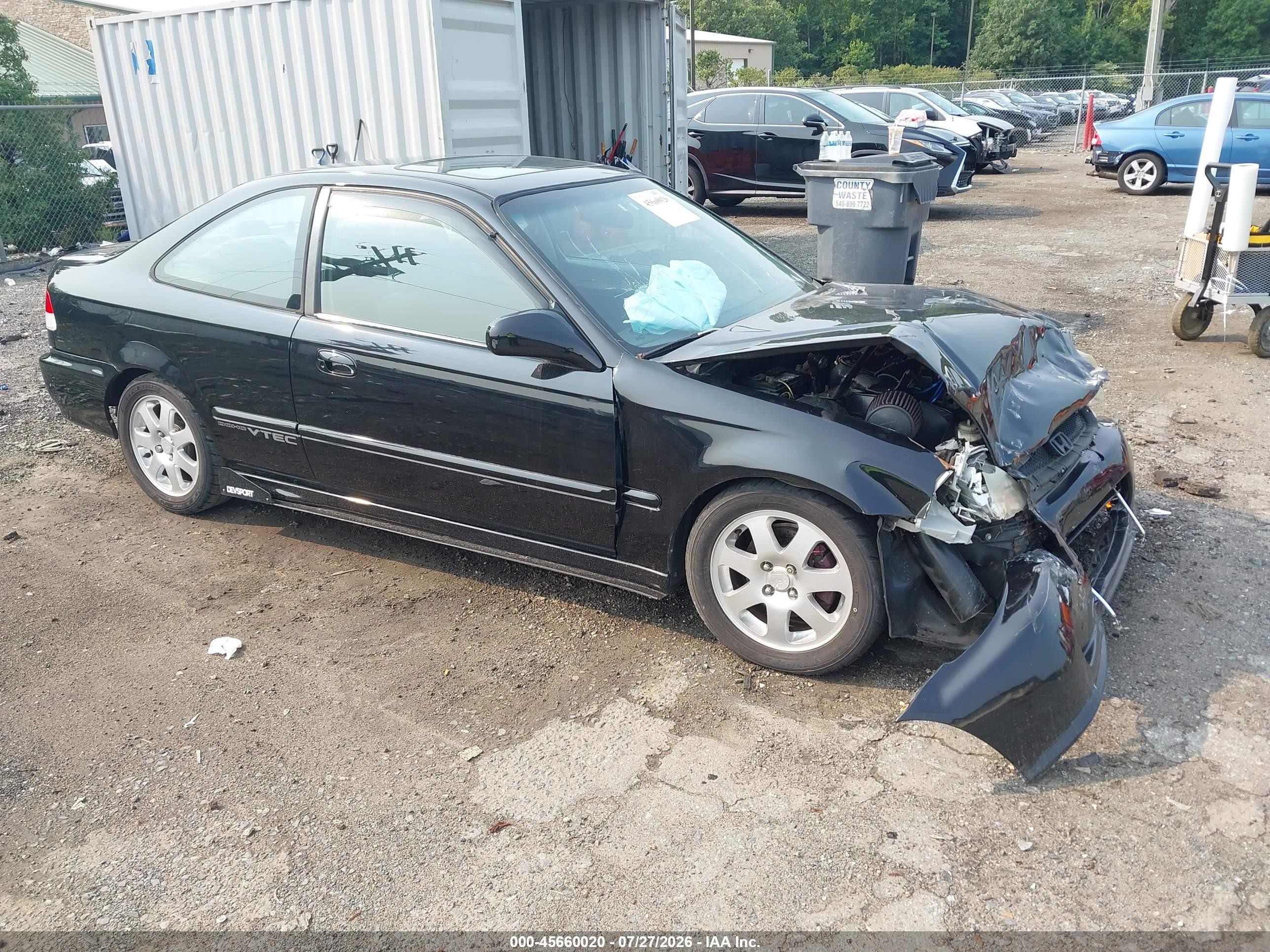 2000 Honda Civic Si Black vin: 1HGEM1155YL122343