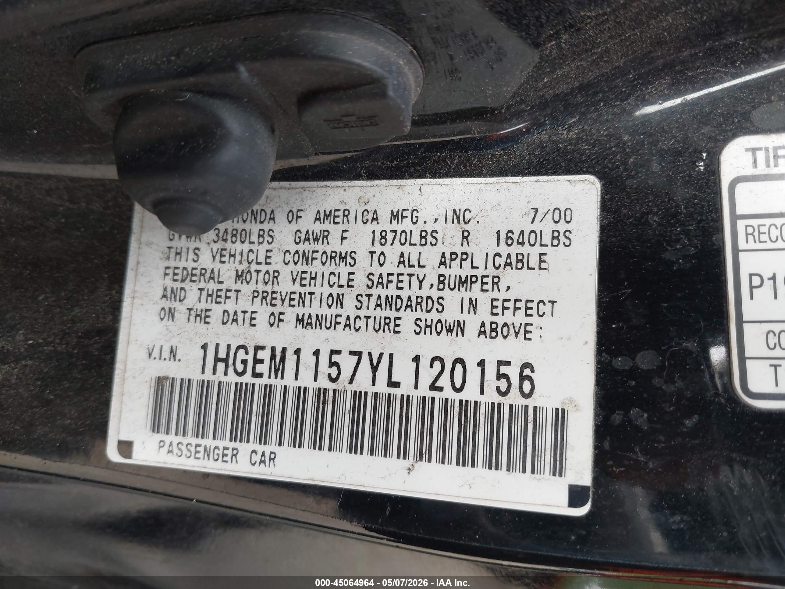 2000 Honda Civic Si Черный vin: 1HGEM1157YL120156