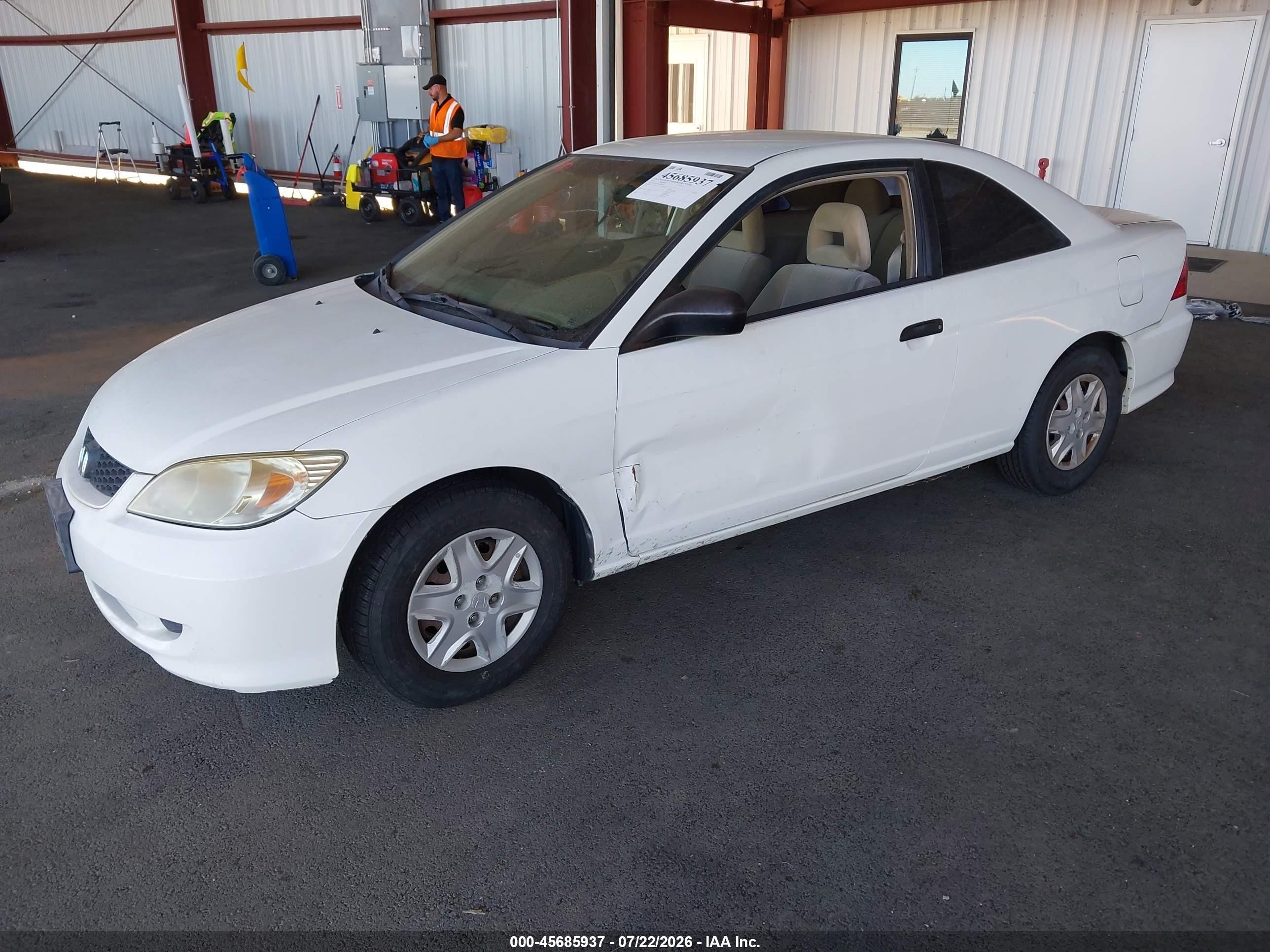 2005 Honda Civic Vp Белый vin: 1HGEM21105L063684