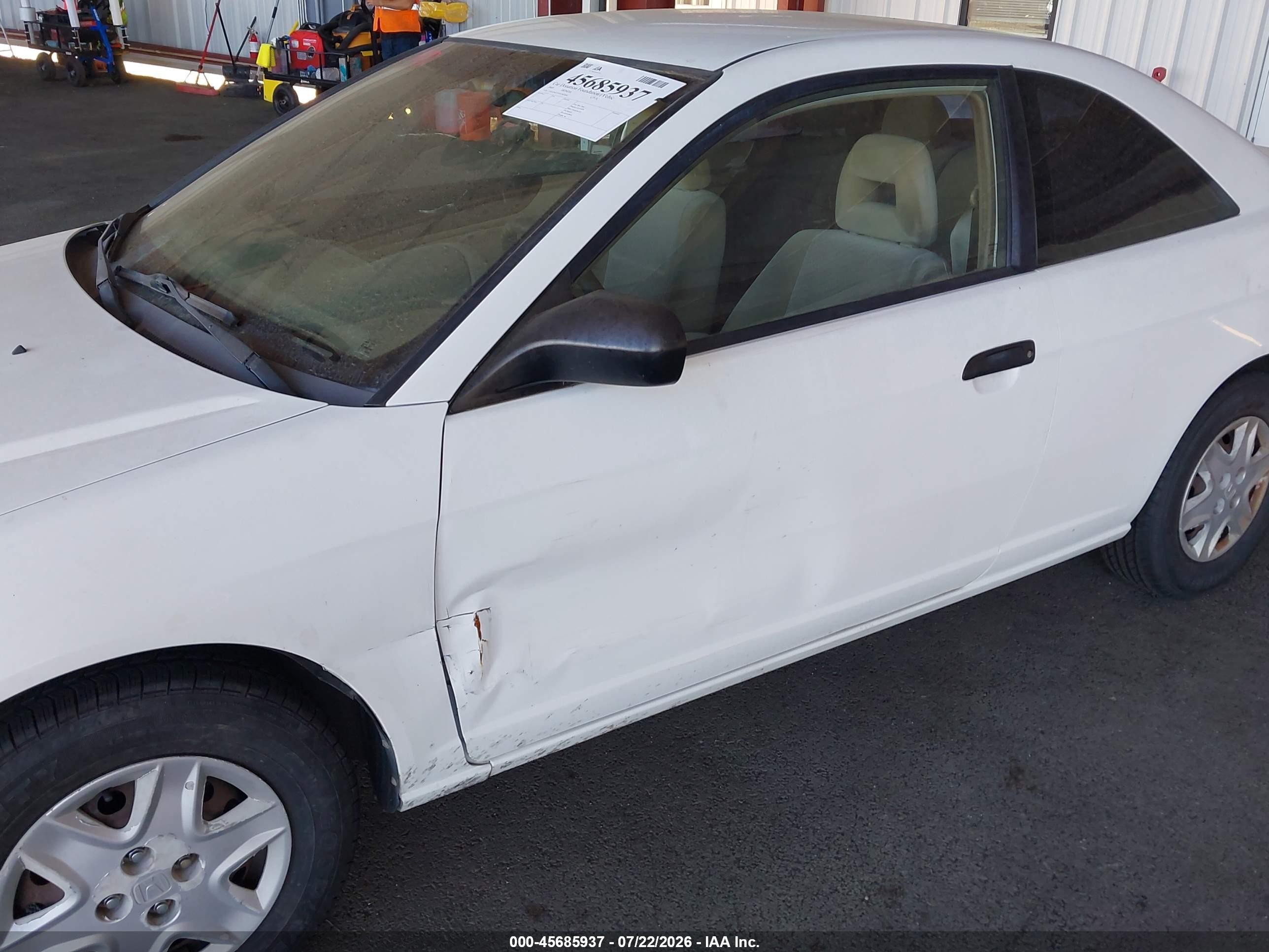 2005 Honda Civic Vp Белый vin: 1HGEM21105L063684