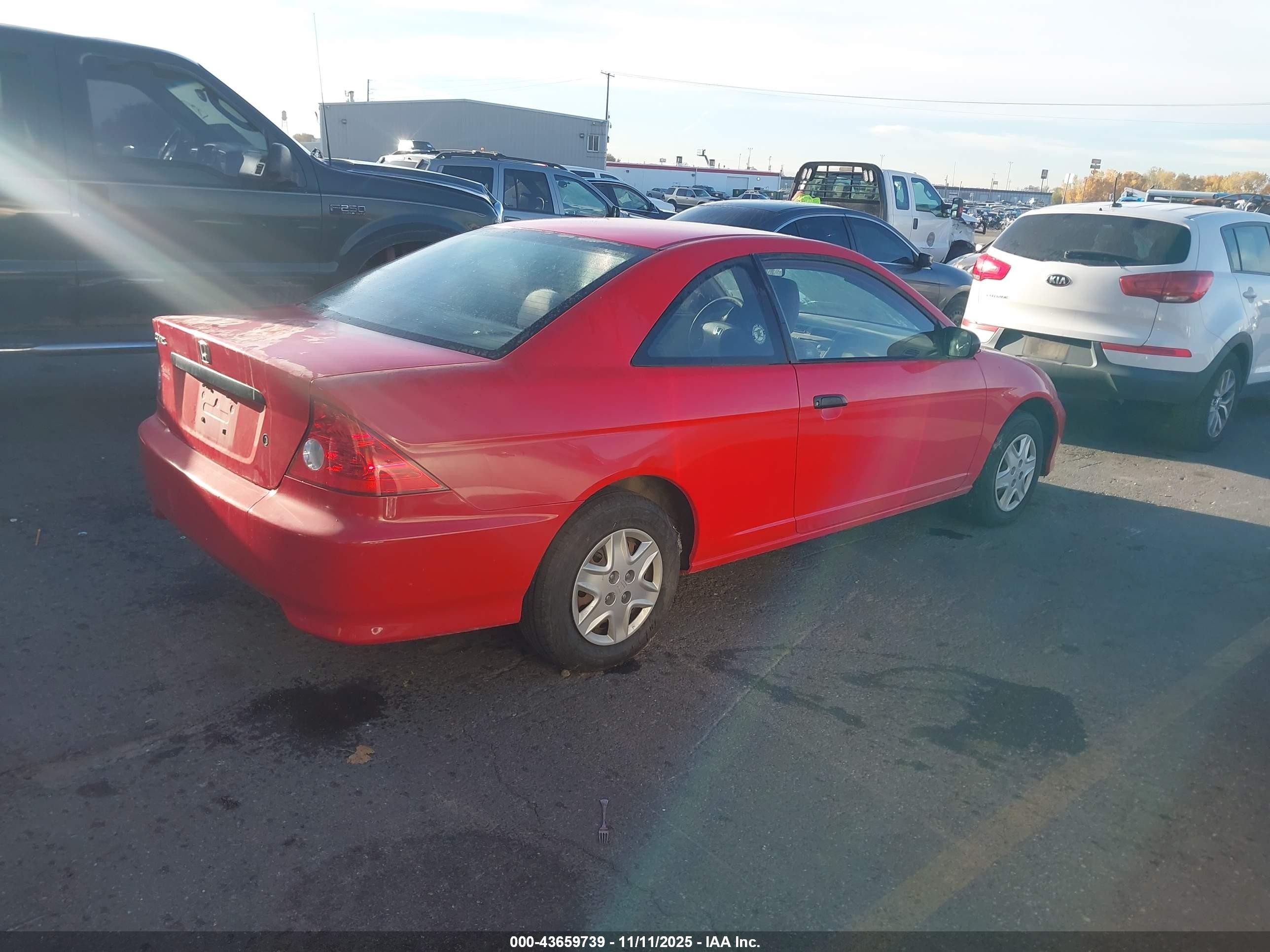 2004 Honda Civic Vp Red vin: 1HGEM21114L085210