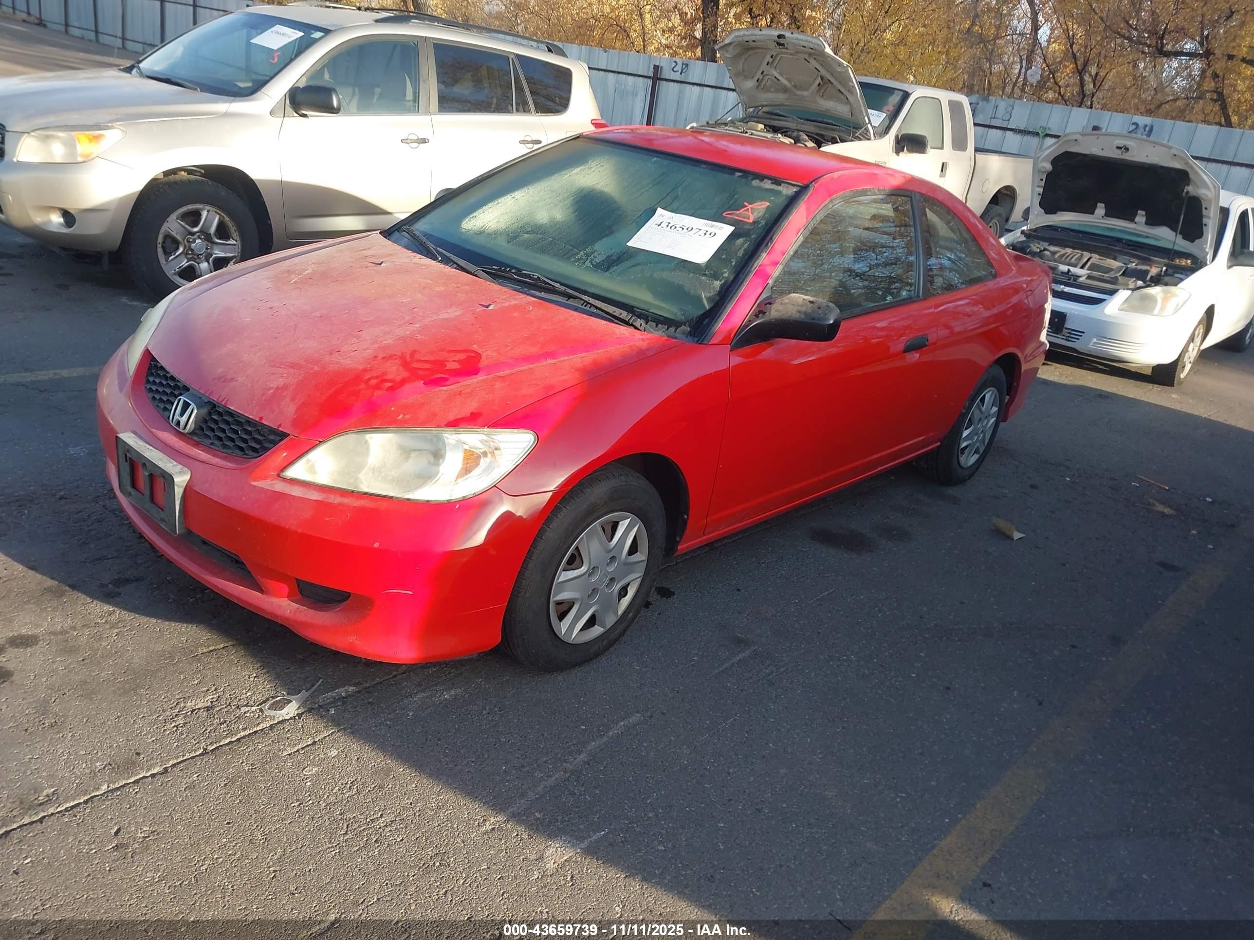 2004 Honda Civic Vp Red vin: 1HGEM21114L085210