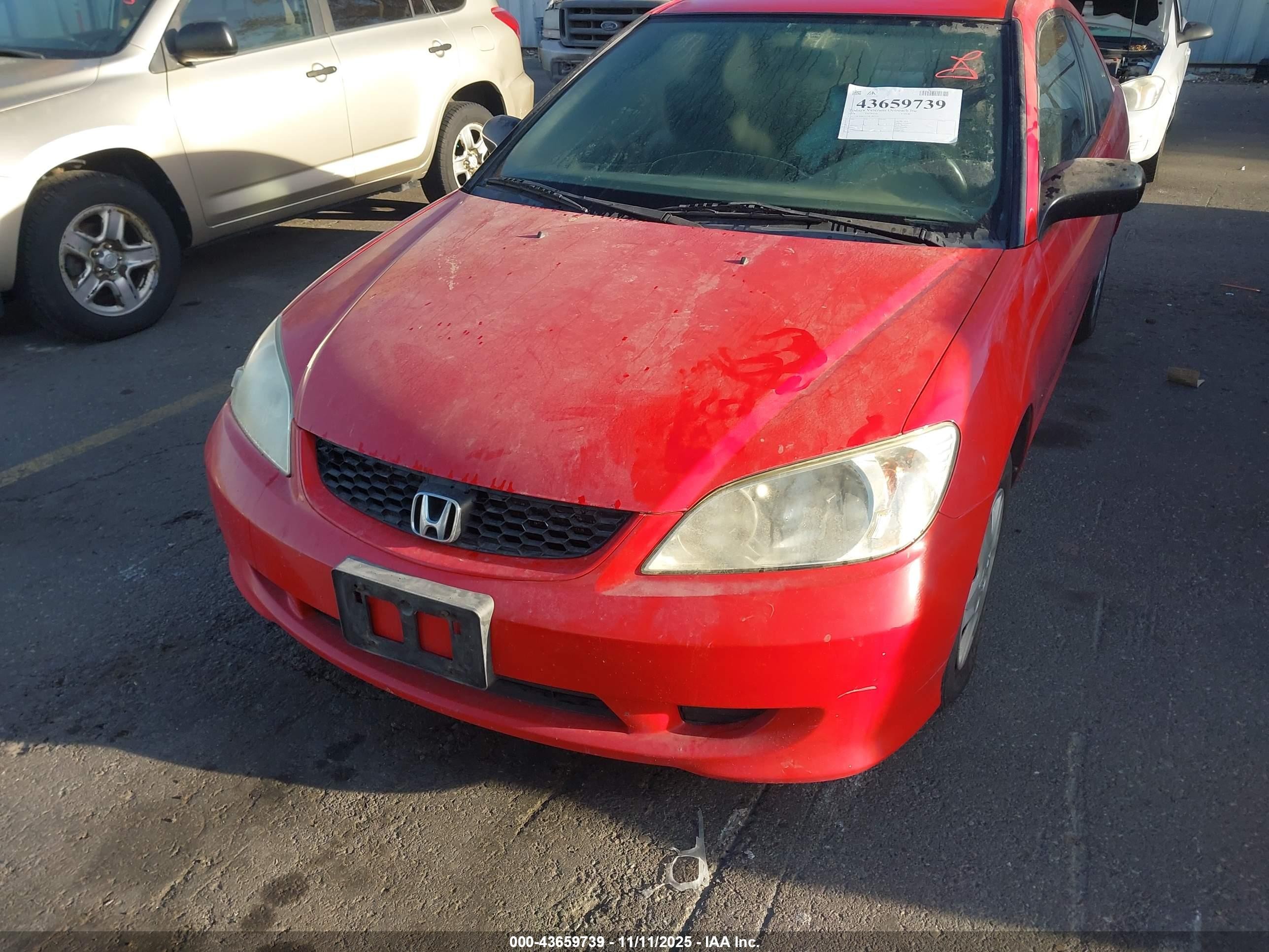 2004 Honda Civic Vp Red vin: 1HGEM21114L085210