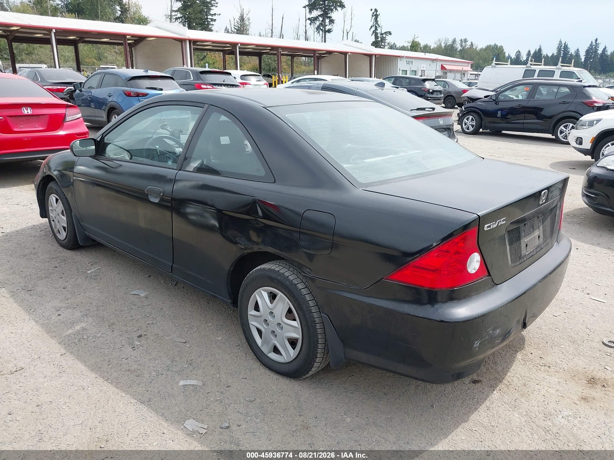 2004 Honda Civic Vp Black vin: 1HGEM21184L027305