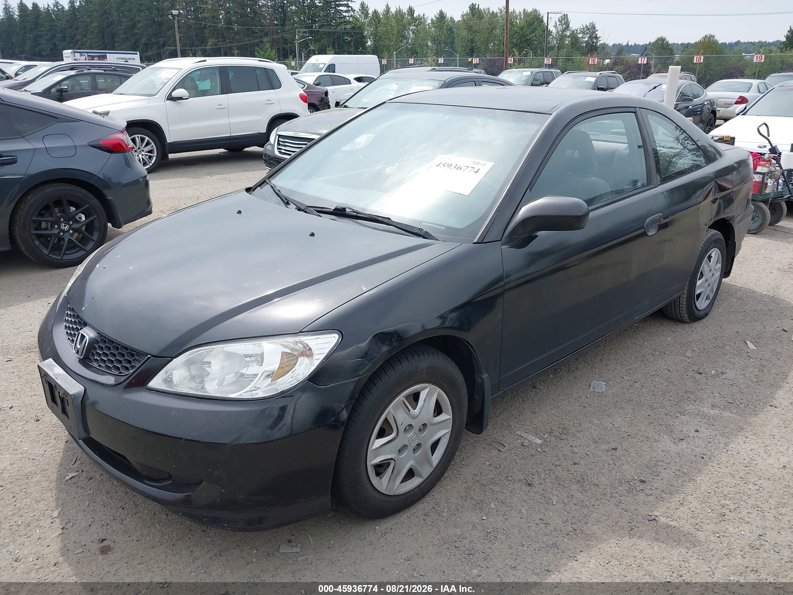 2004 Honda Civic Vp Black vin: 1HGEM21184L027305