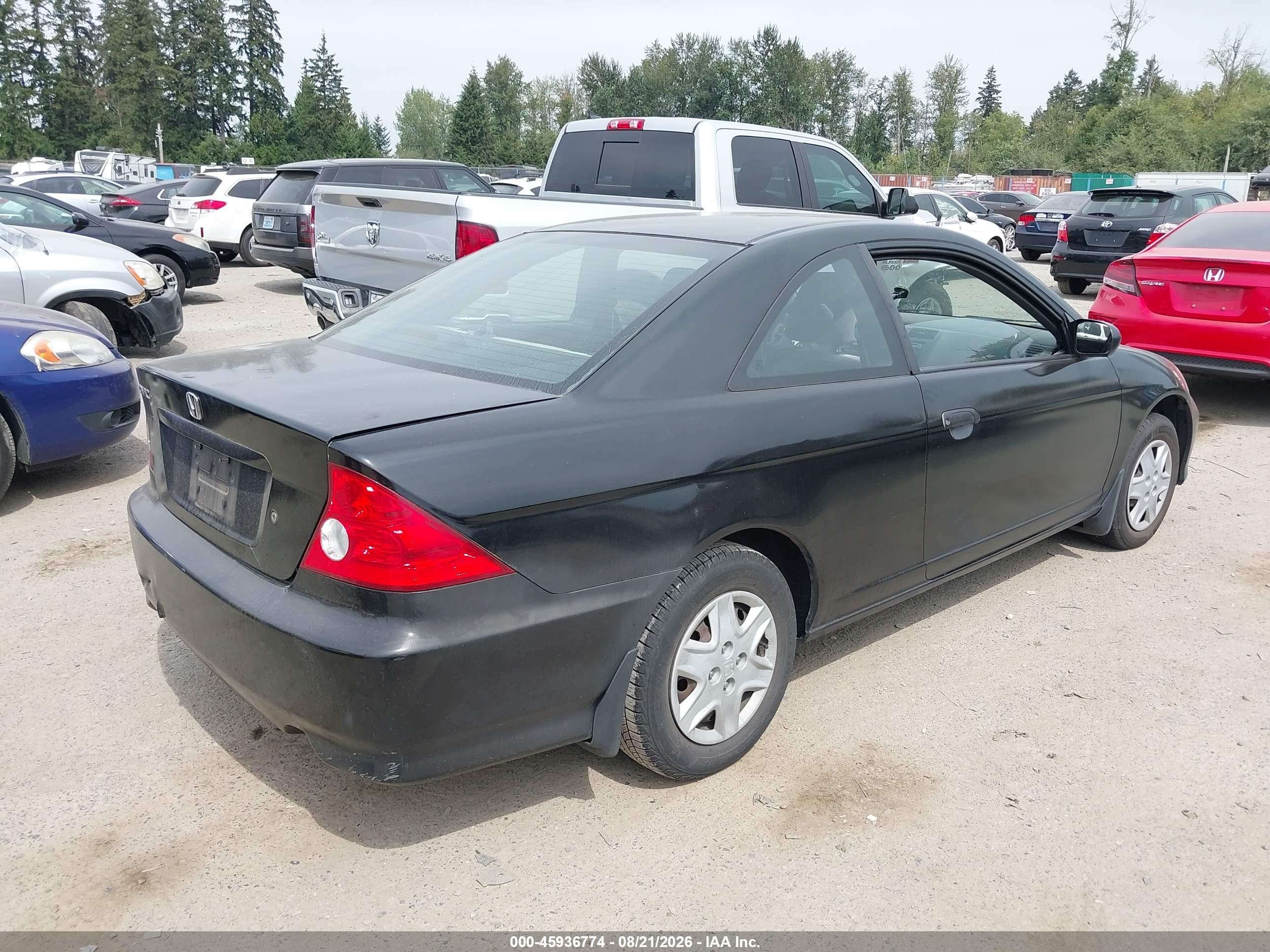 2004 Honda Civic Vp Black vin: 1HGEM21184L027305