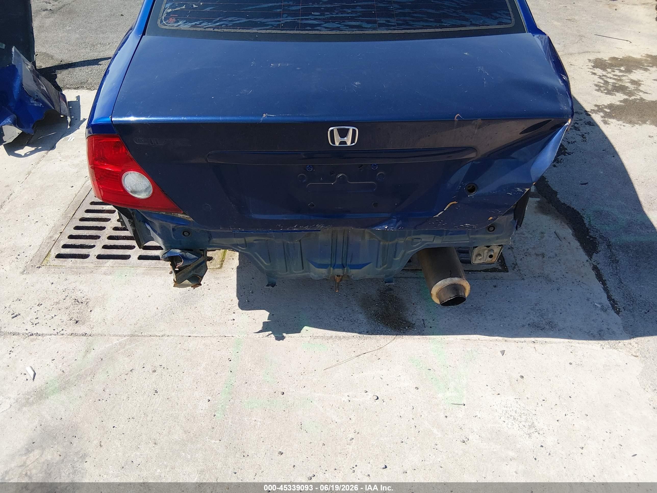 2004 Honda Civic Vp Blue vin: 1HGEM21344L027545