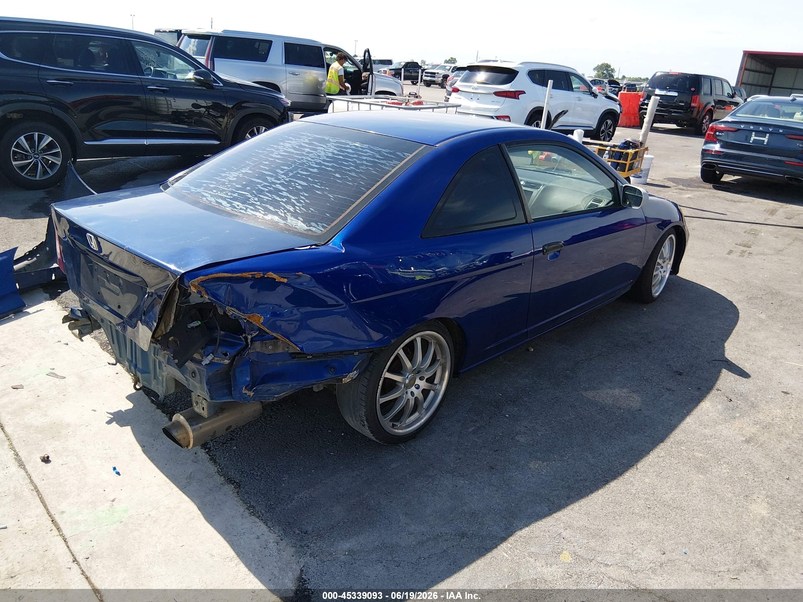 2004 Honda Civic Vp Blue vin: 1HGEM21344L027545