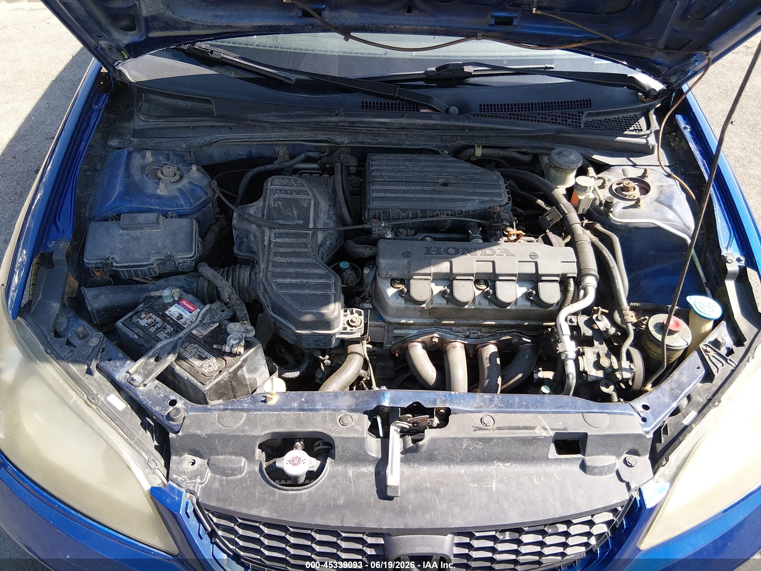 2004 Honda Civic Vp Blue vin: 1HGEM21344L027545