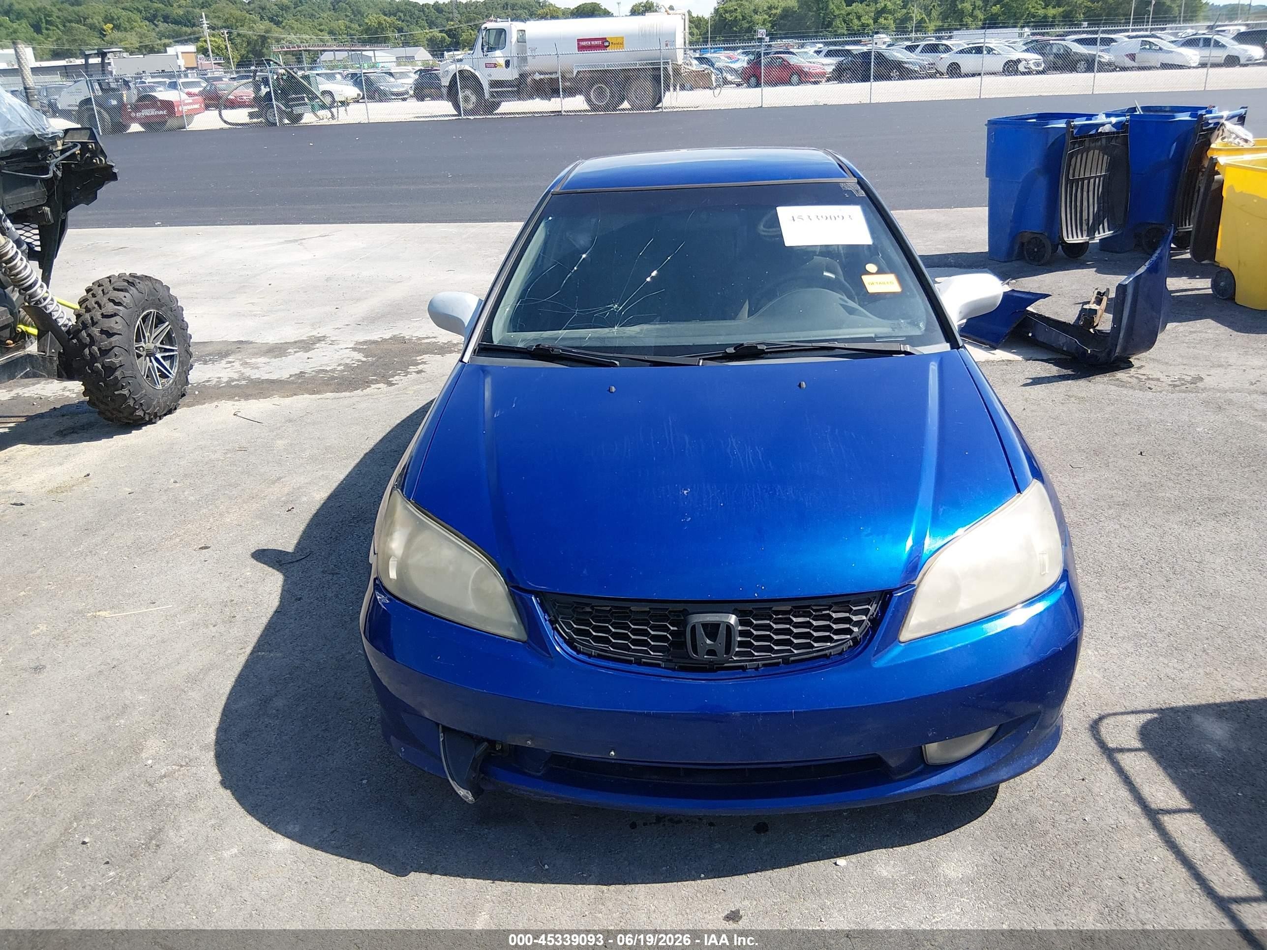2004 Honda Civic Vp Blue vin: 1HGEM21344L027545