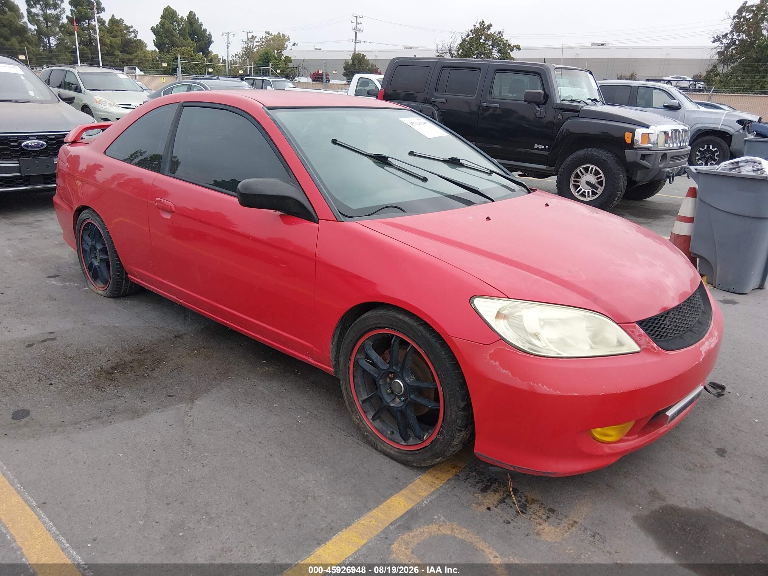 2005 Honda Civic Lx Red vin: 1HGEM21515L068248