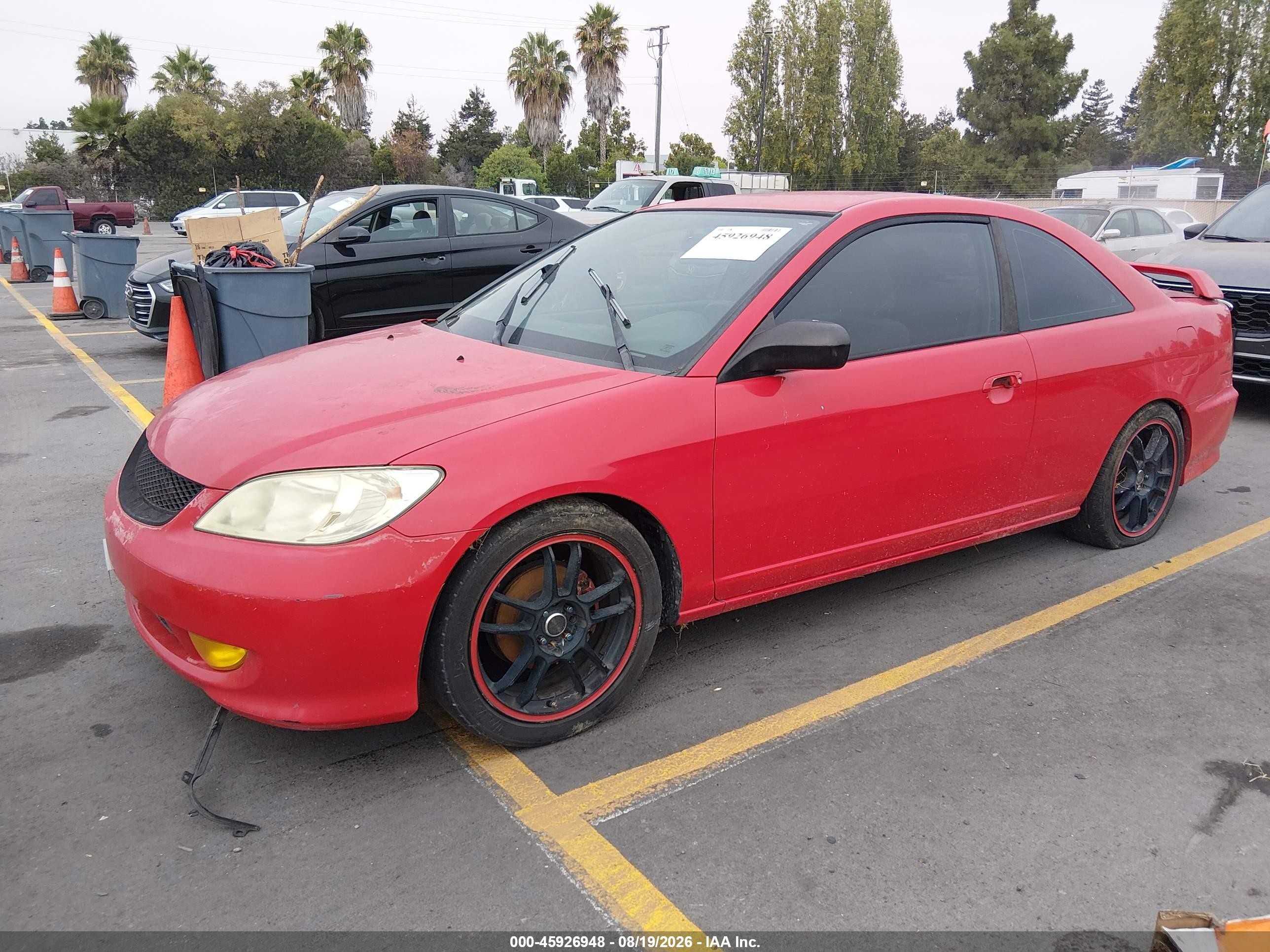 2005 Honda Civic Lx Red vin: 1HGEM21515L068248