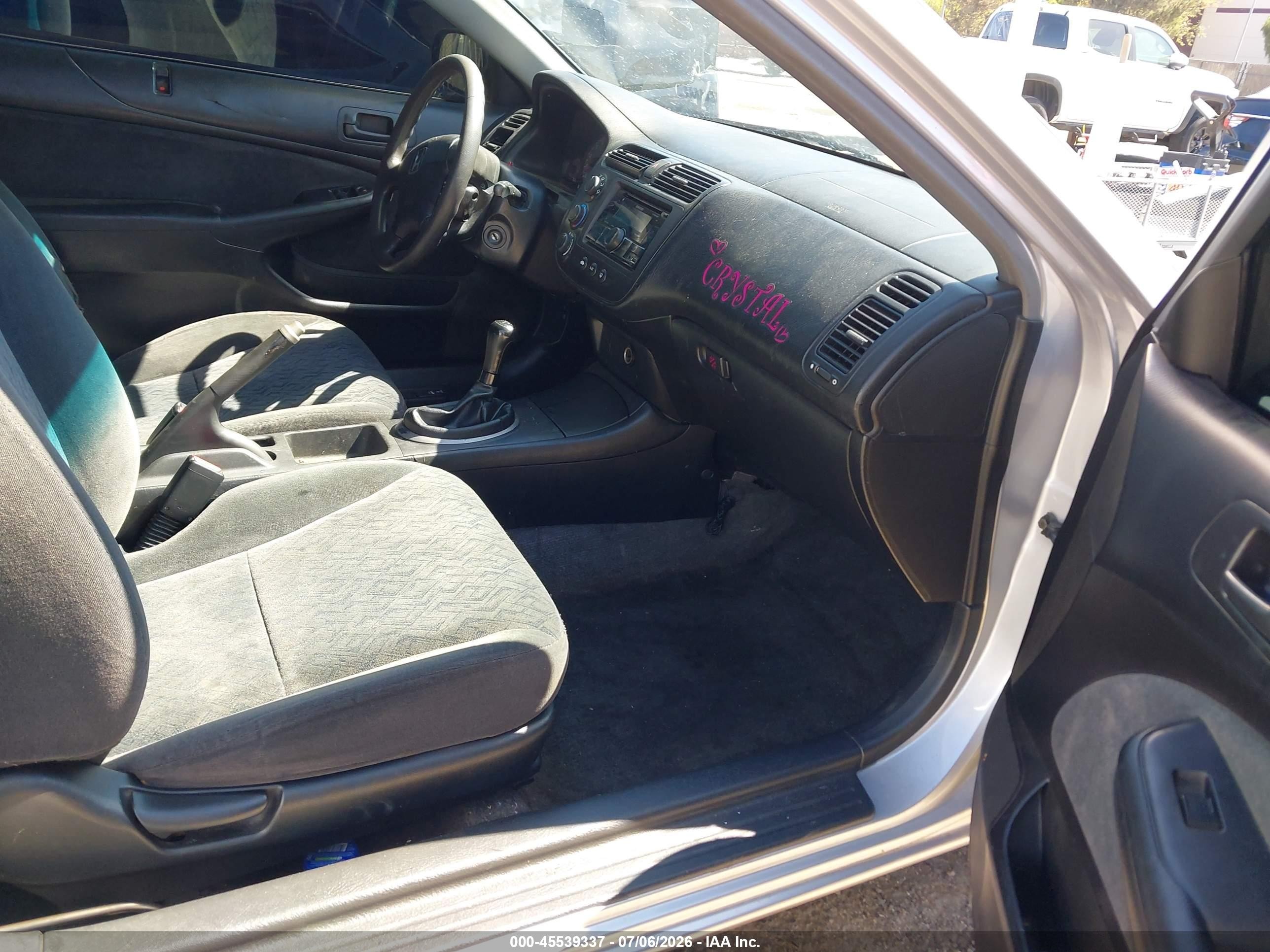 2002 Honda Civic Lx Silver vin: 1HGEM21542L053903