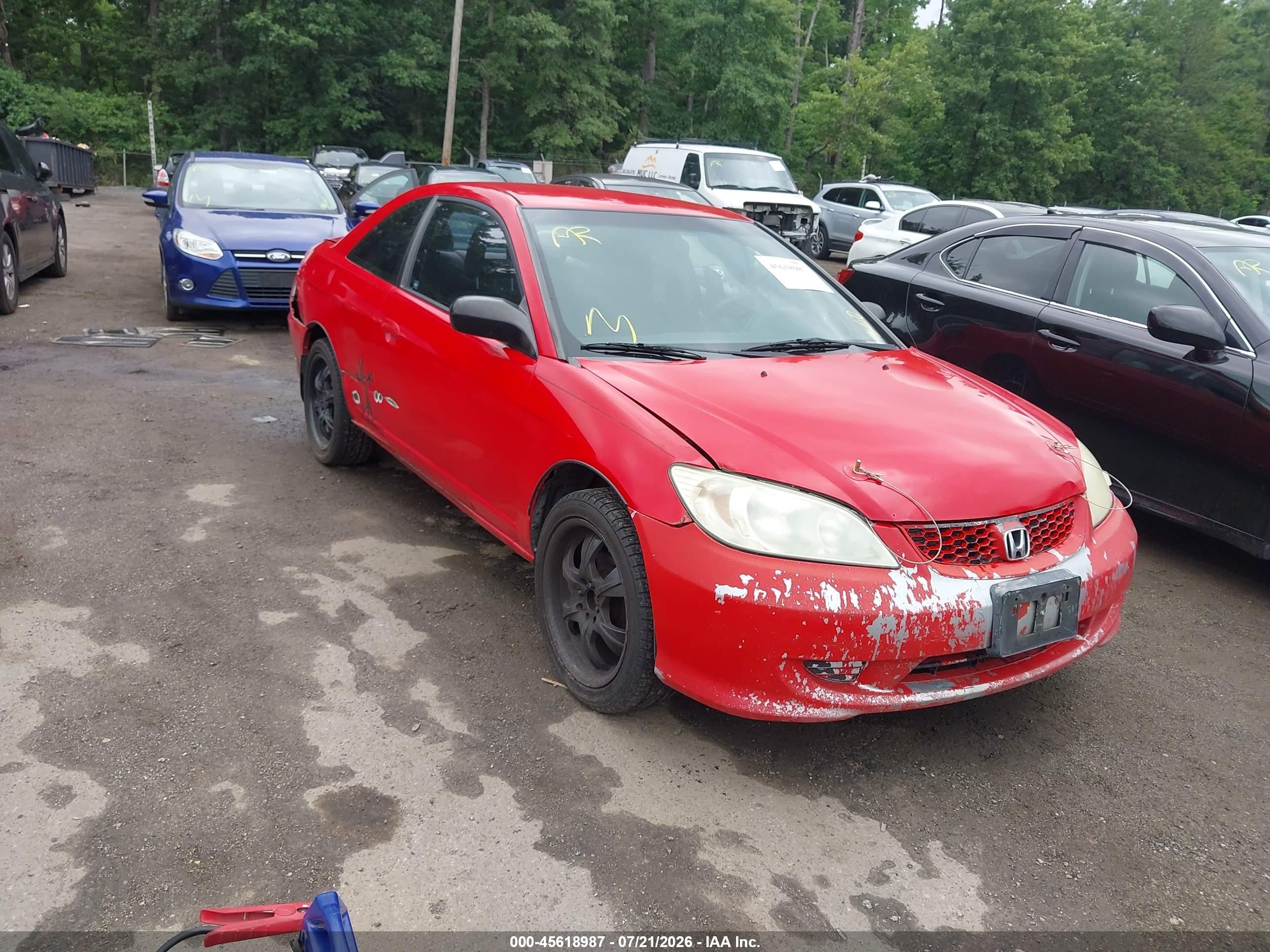 2005 Honda Civic Lx Красный vin: 1HGEM21545L016161