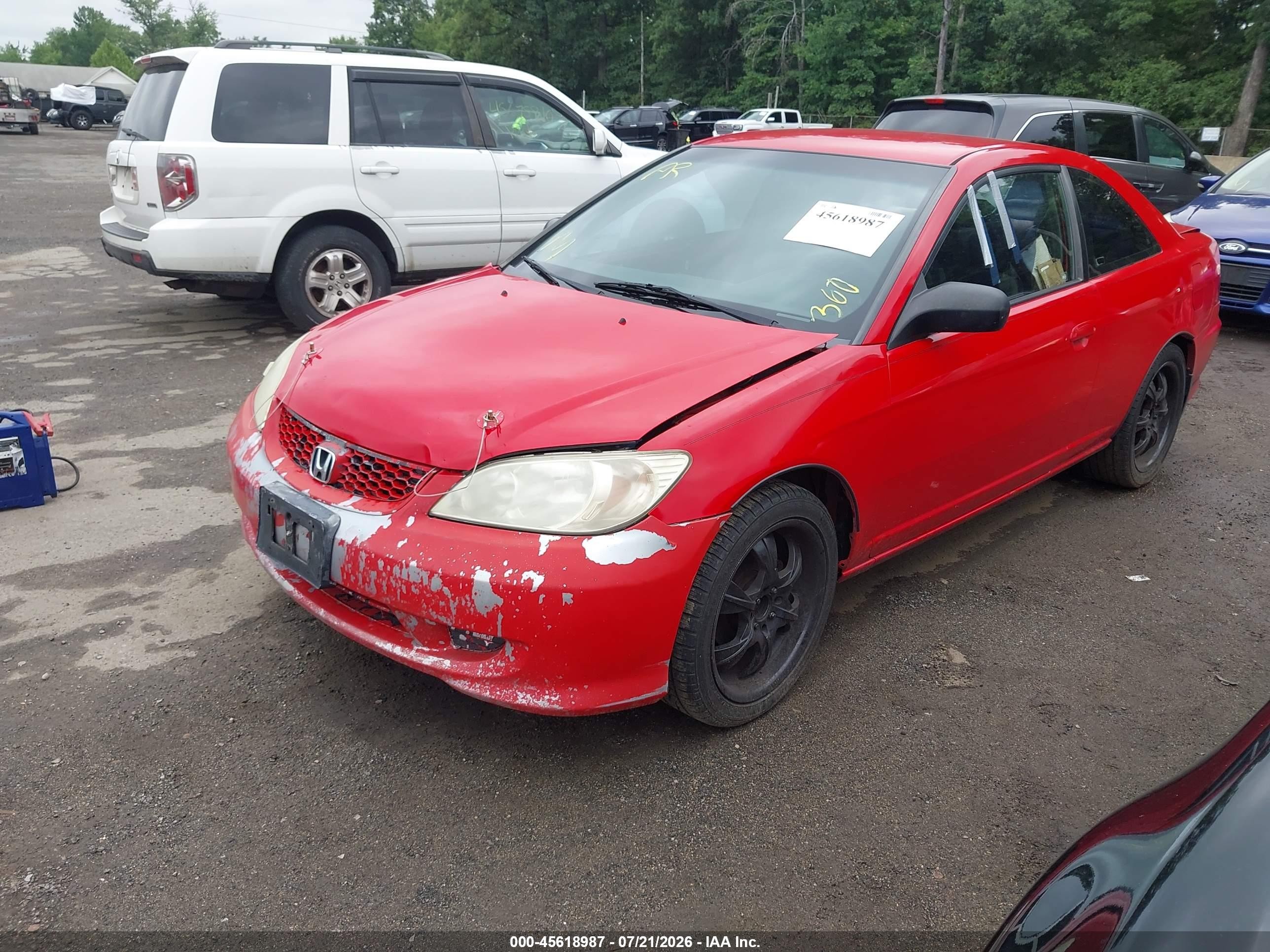 2005 Honda Civic Lx Red vin: 1HGEM21545L016161