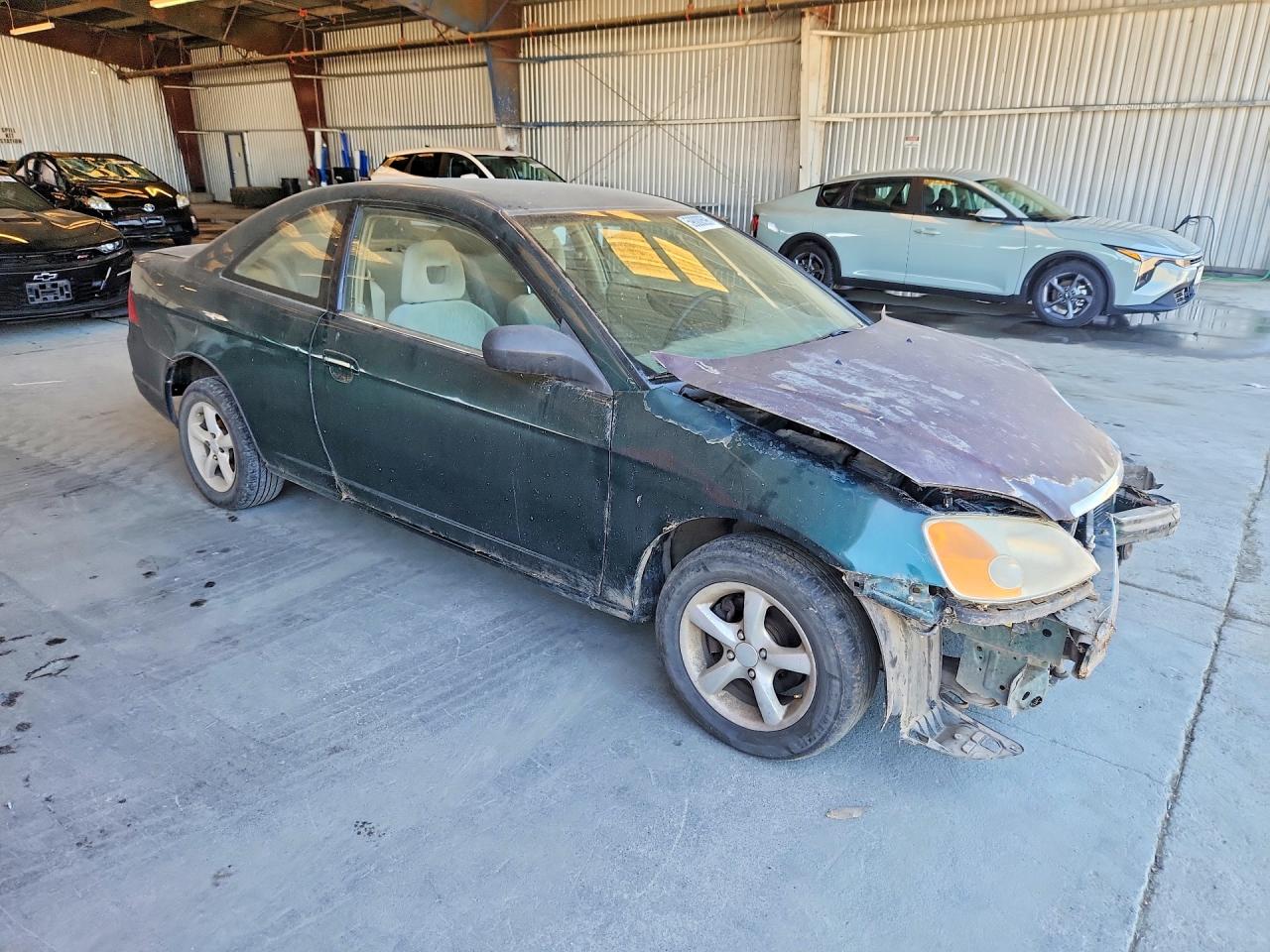 2002 Honda Civic Lx Green vin: 1HGEM21572L062756