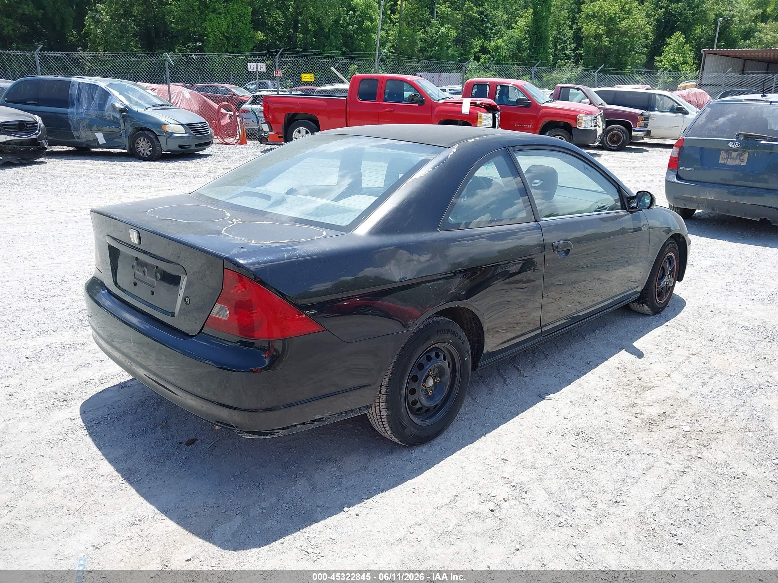 2001 Honda Civic Lx Black vin: 1HGEM215X1L021844