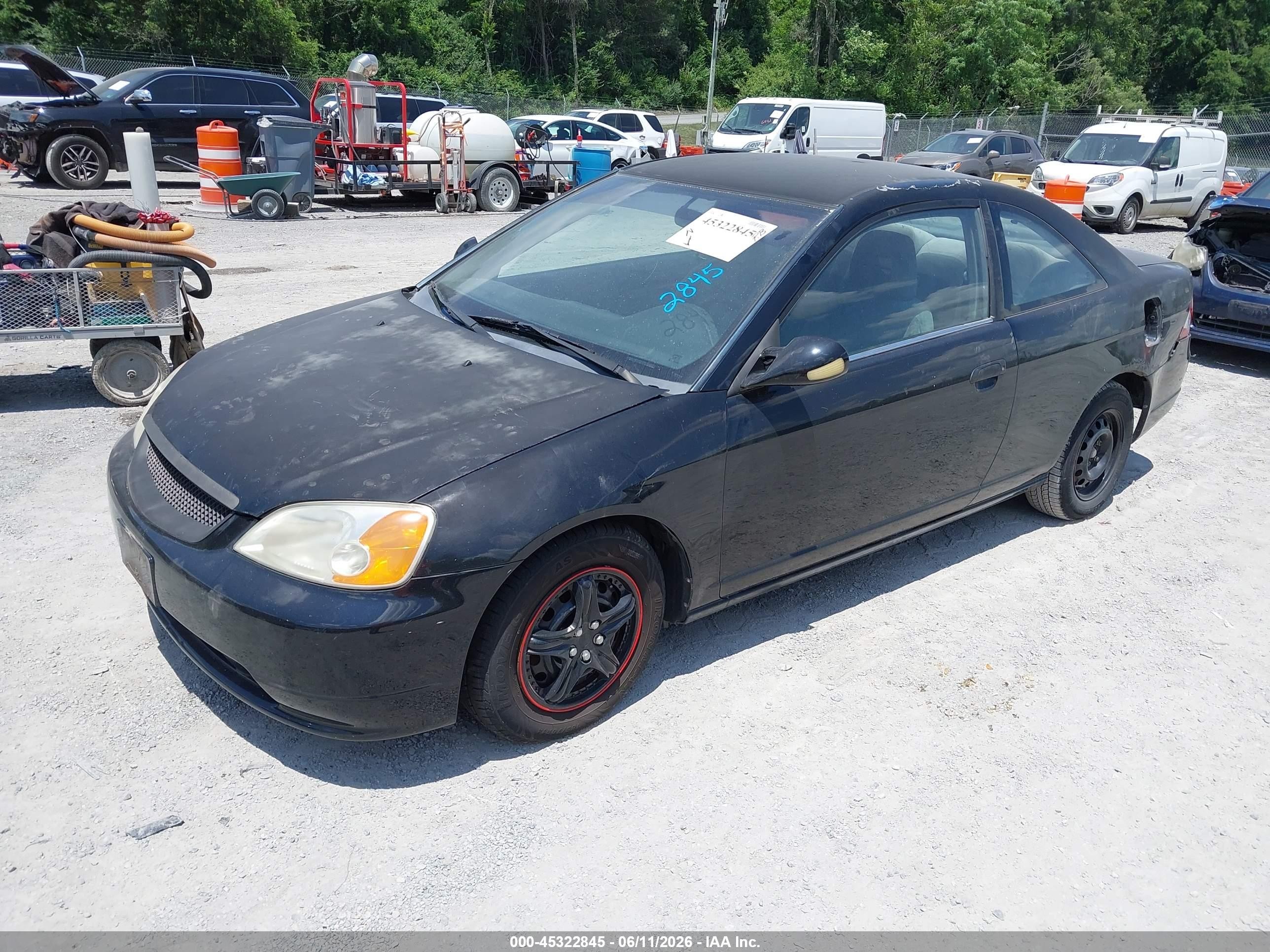 2001 Honda Civic Lx Black vin: 1HGEM215X1L021844