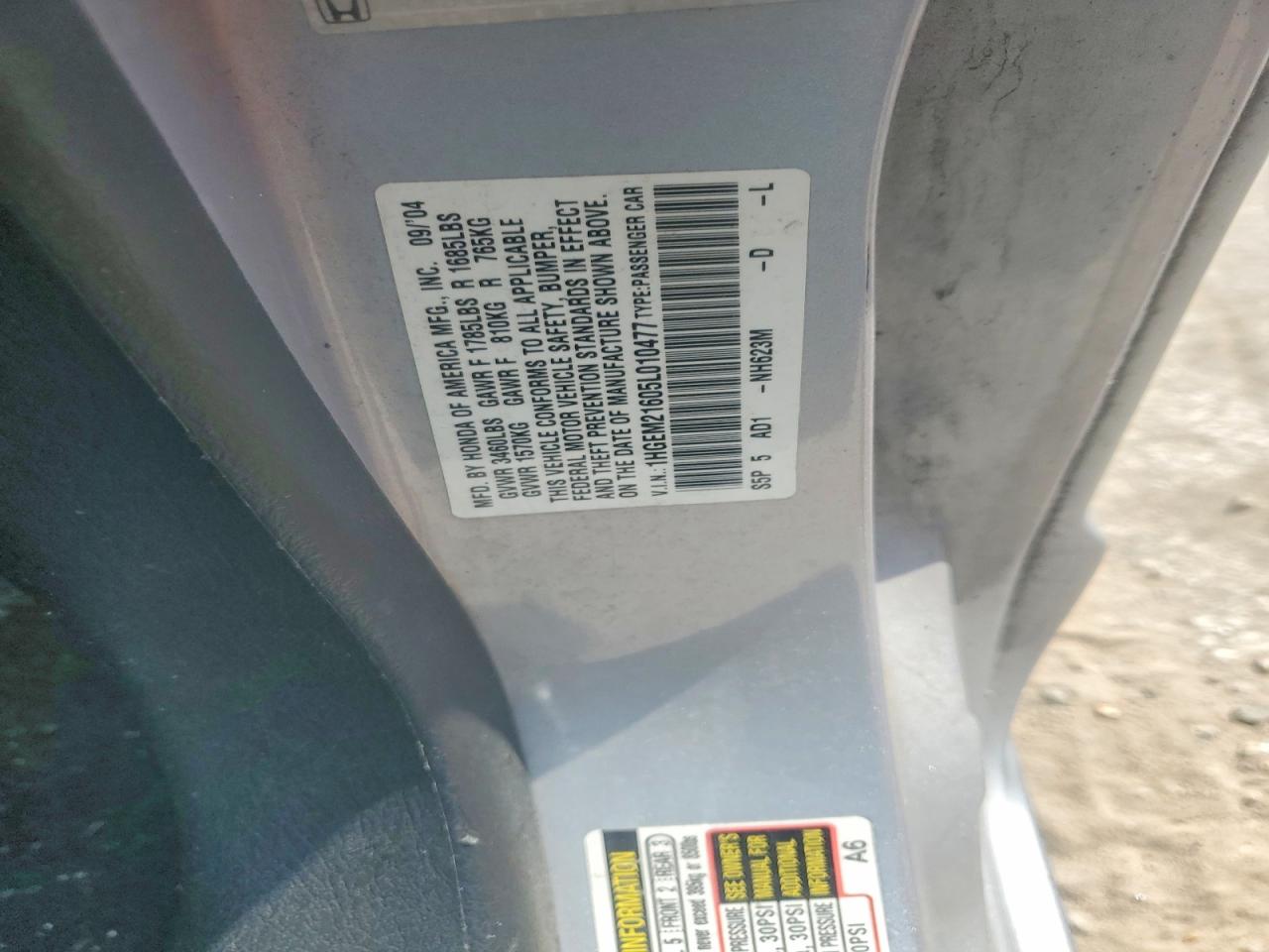2005 Honda Civic Lx Silver vin: 1HGEM21605L010477
