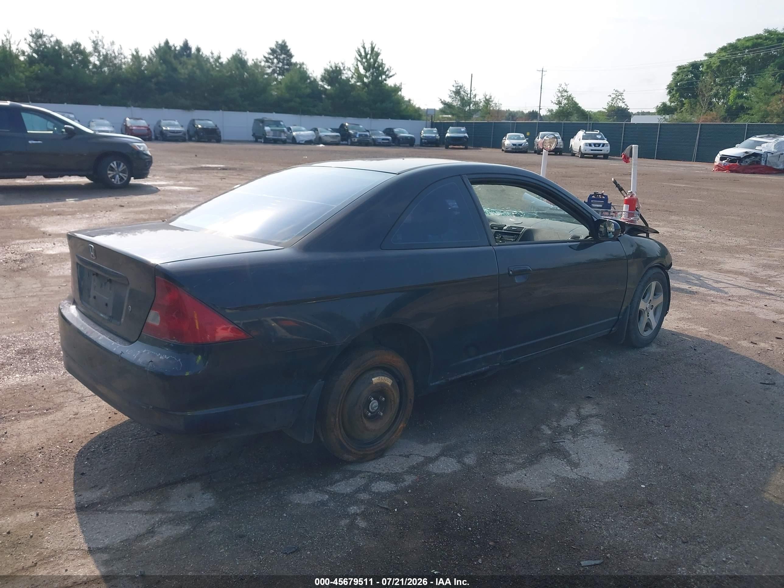 2003 Honda Civic Ex Black vin: 1HGEM21903L039565