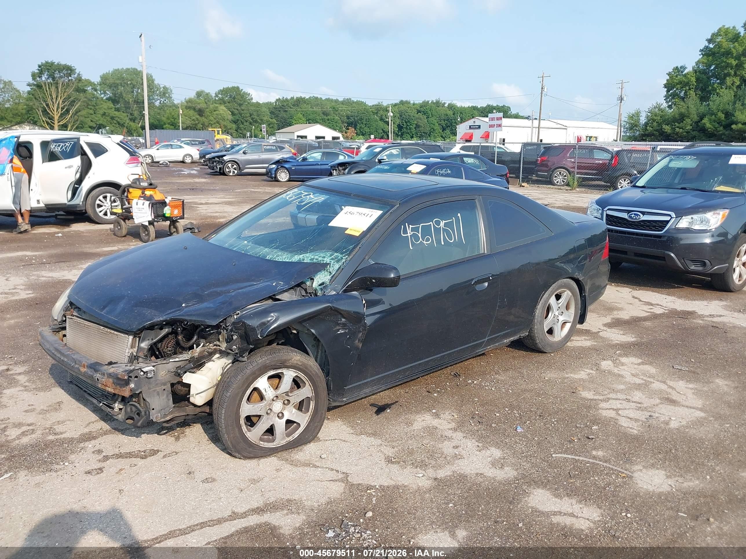 2003 Honda Civic Ex Black vin: 1HGEM21903L039565
