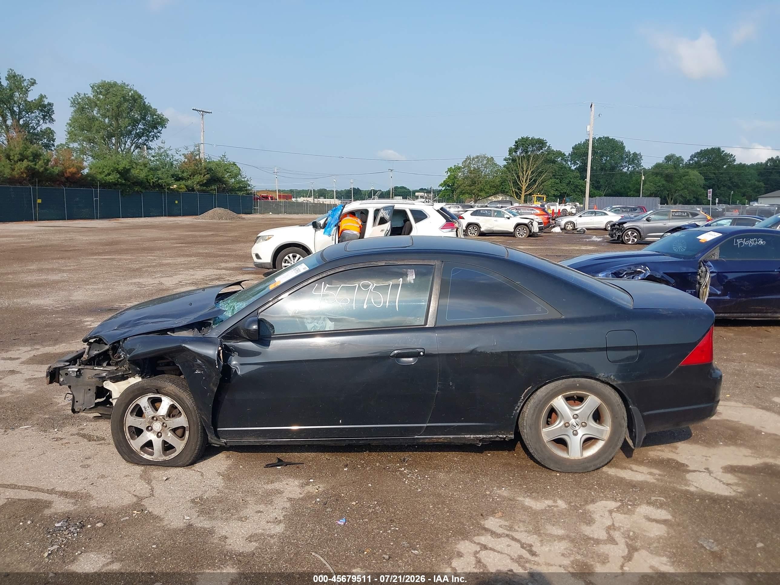 2003 Honda Civic Ex Black vin: 1HGEM21903L039565