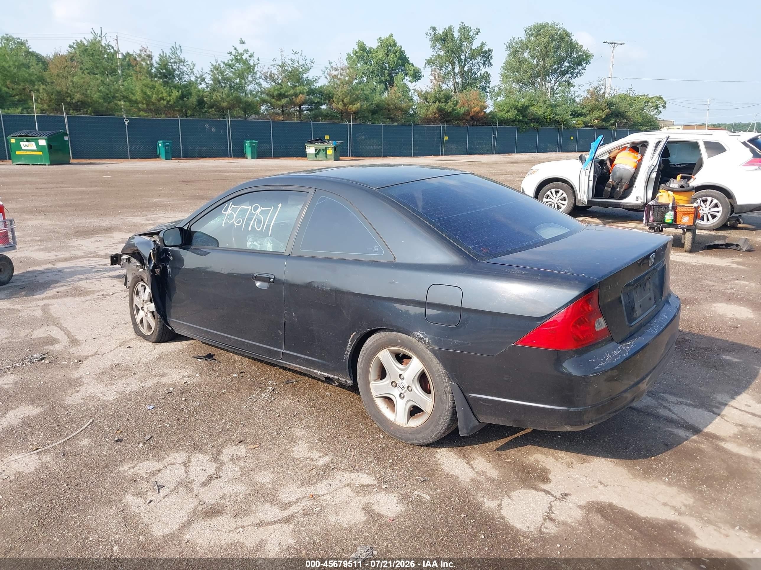 2003 Honda Civic Ex Black vin: 1HGEM21903L039565