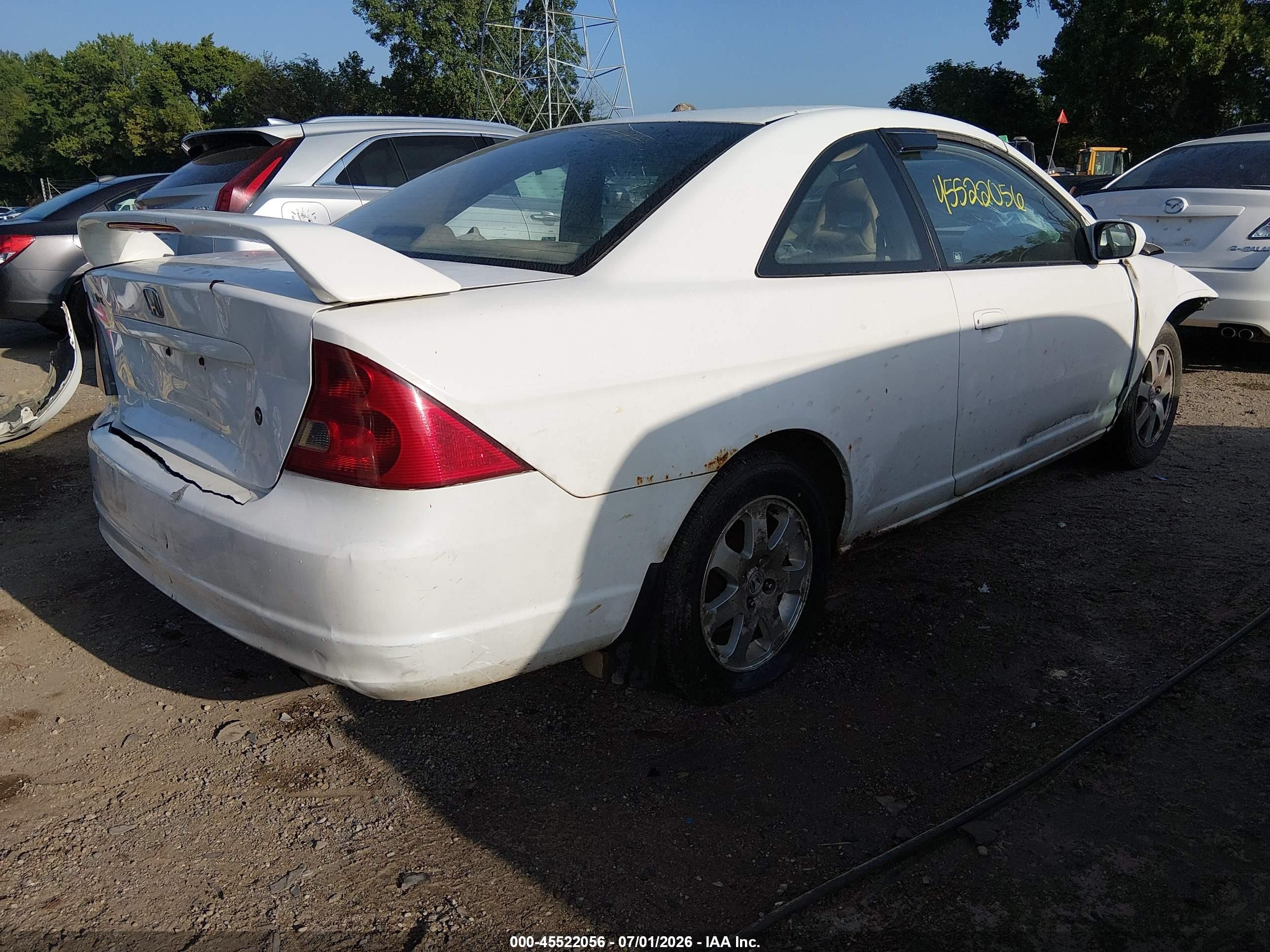 2003 Honda Civic Ex White vin: 1HGEM21933L030150