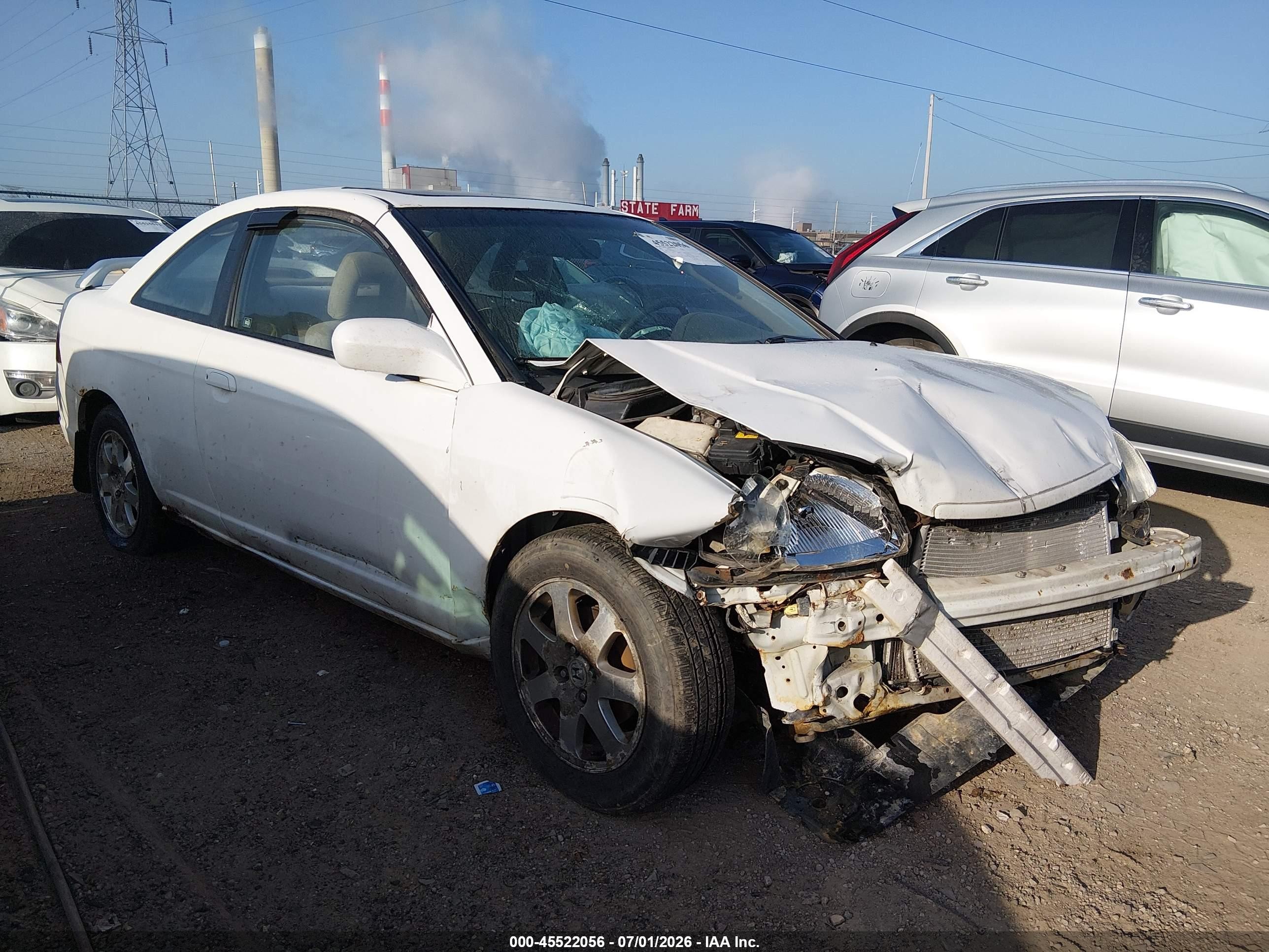 2003 Honda Civic Ex White vin: 1HGEM21933L030150
