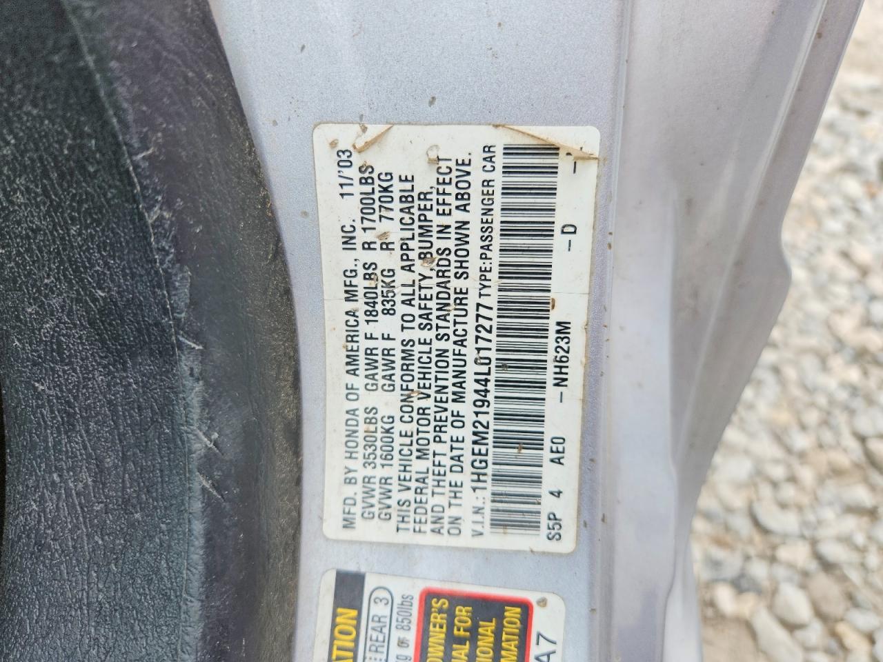 2004 Honda Civic Ex Серебряный vin: 1HGEM21944L017277