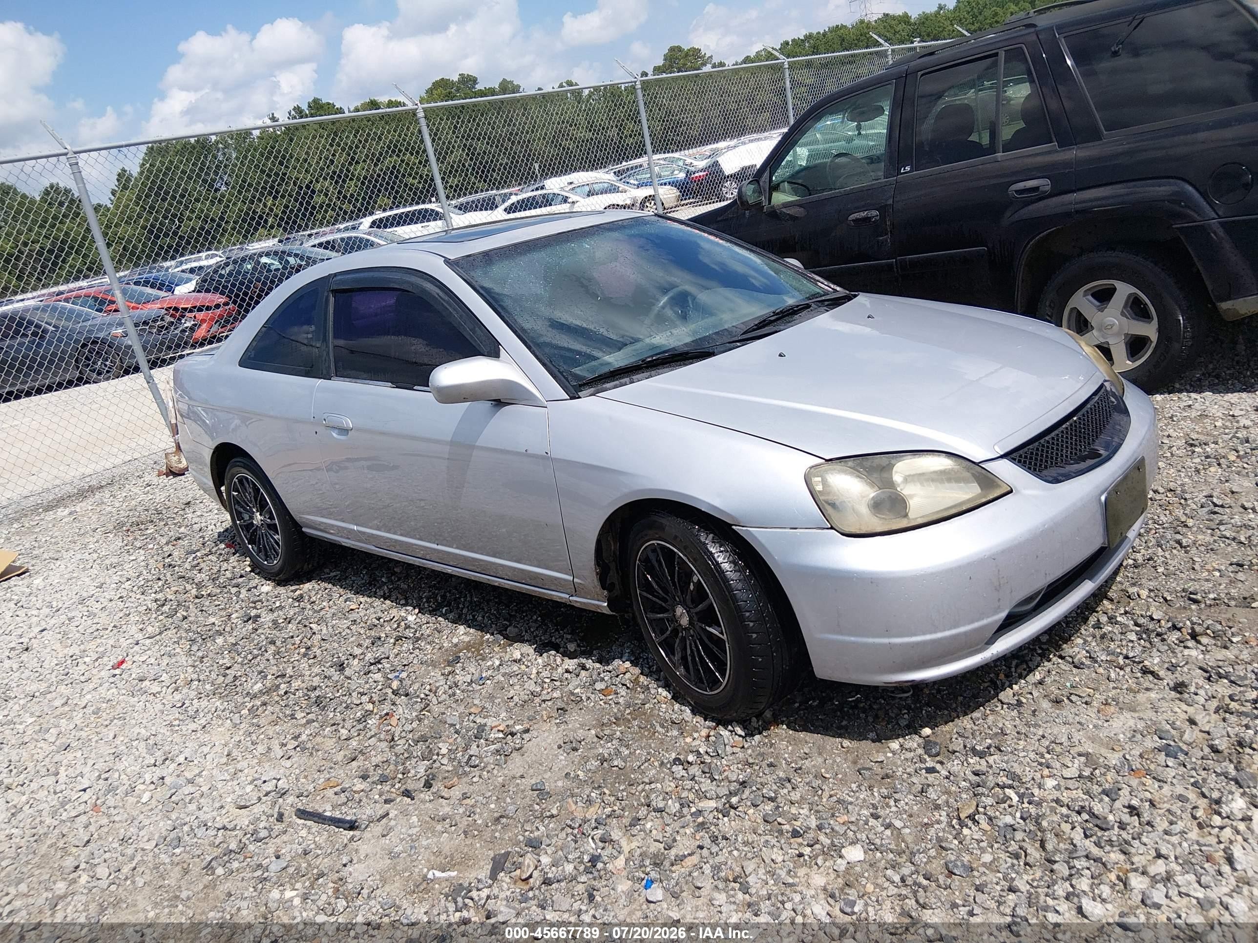 2002 Honda Civic Ex Silver vin: 1HGEM21952L060037