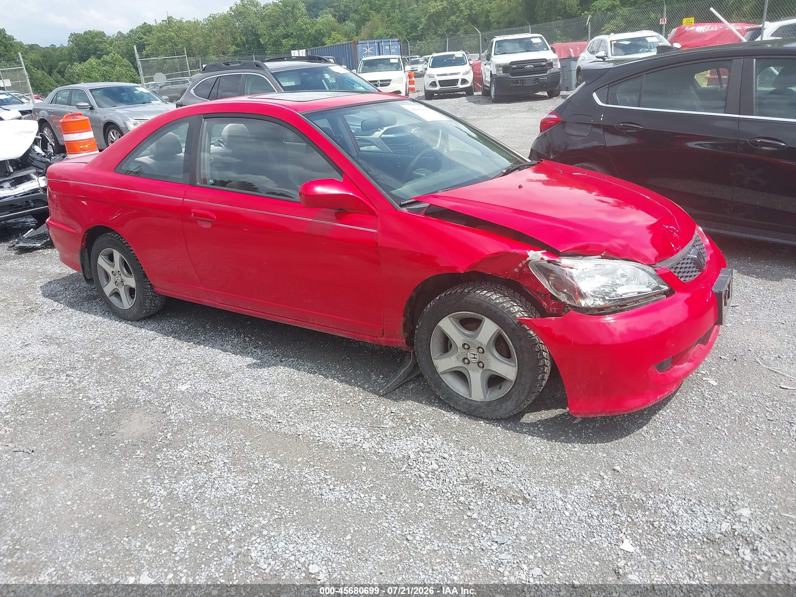 2004 Honda Civic Ex Red vin: 1HGEM21994L014424