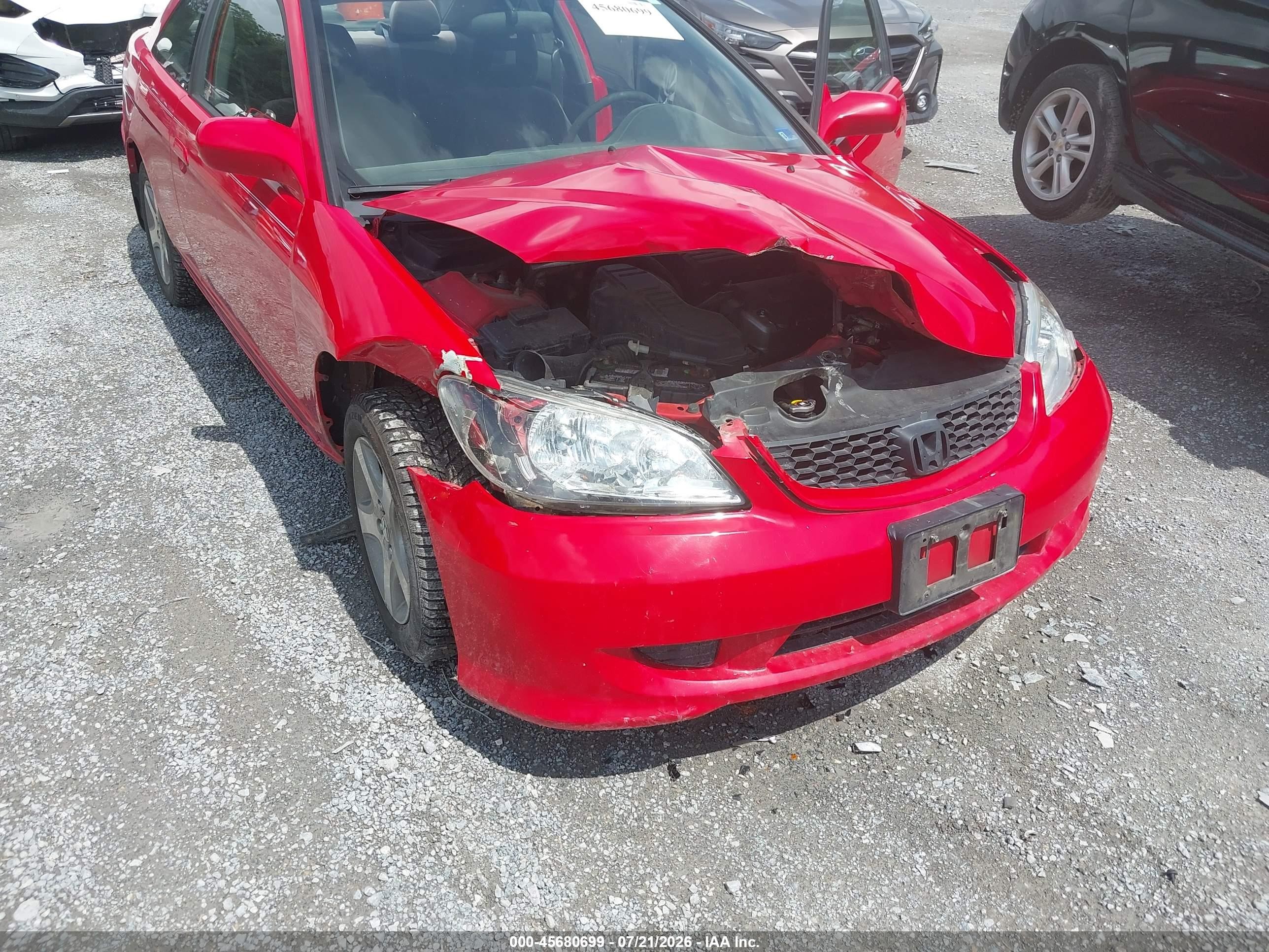 2004 Honda Civic Ex Red vin: 1HGEM21994L014424
