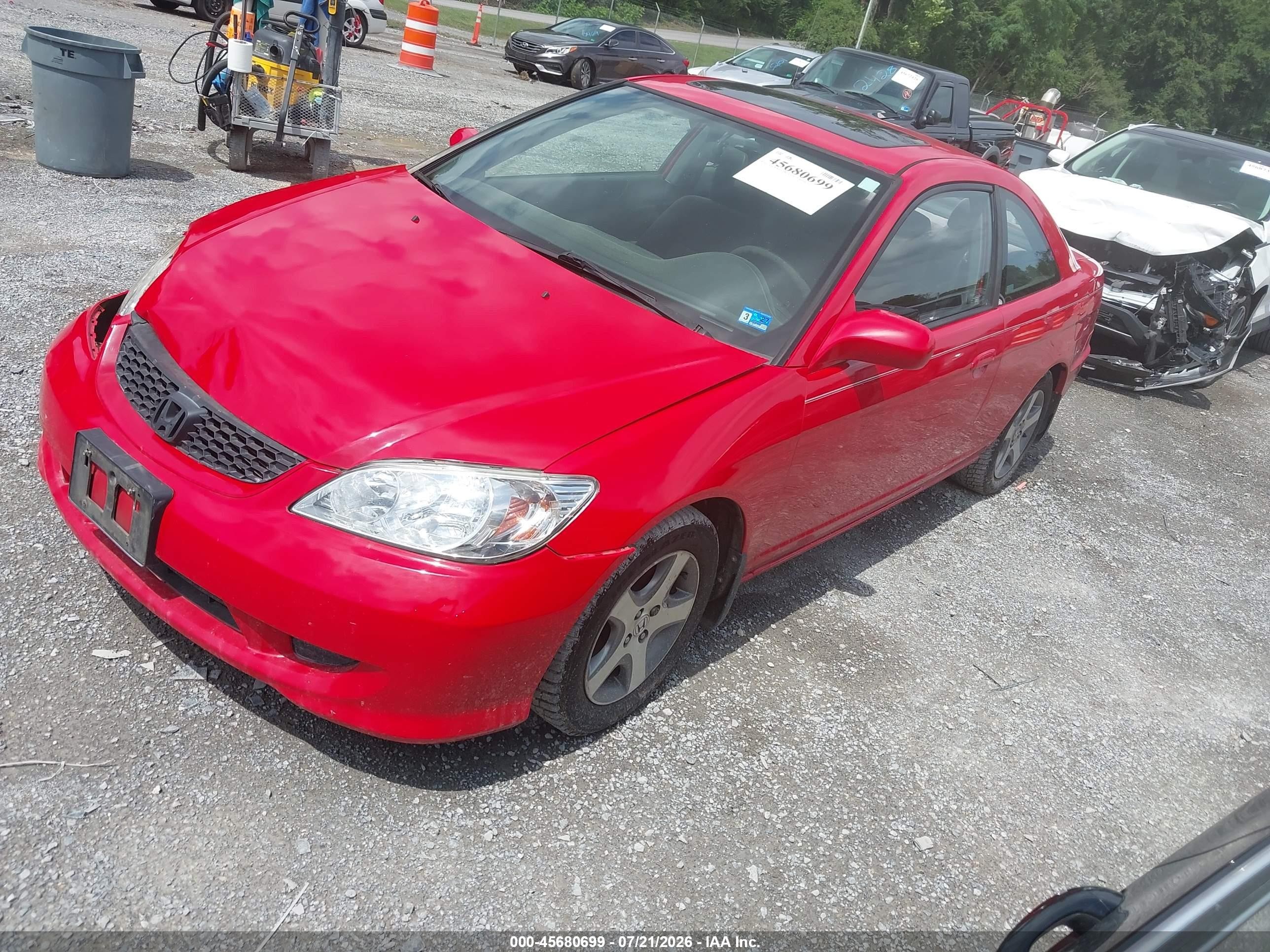 2004 Honda Civic Ex Red vin: 1HGEM21994L014424