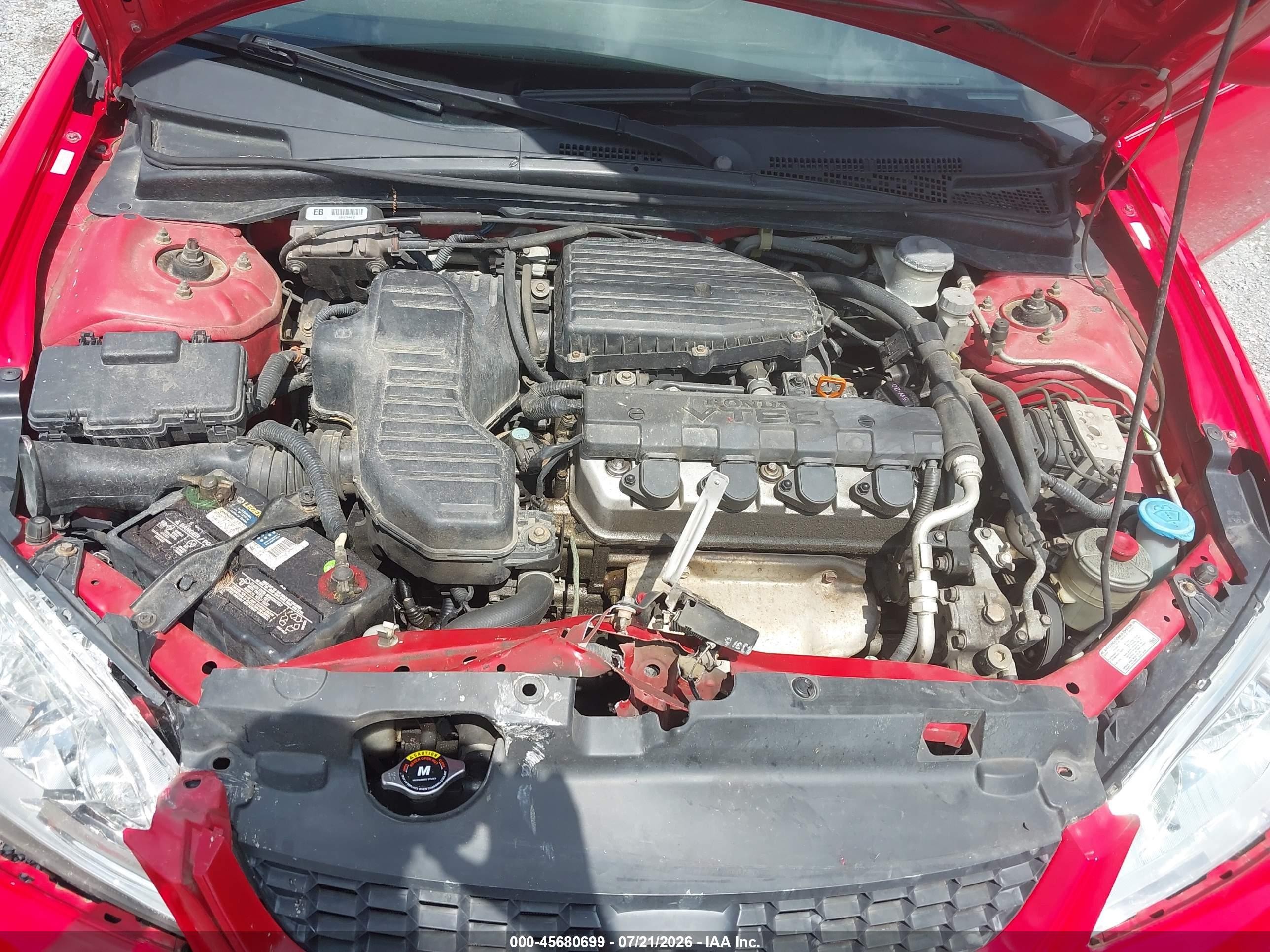 2004 Honda Civic Ex Red vin: 1HGEM21994L014424