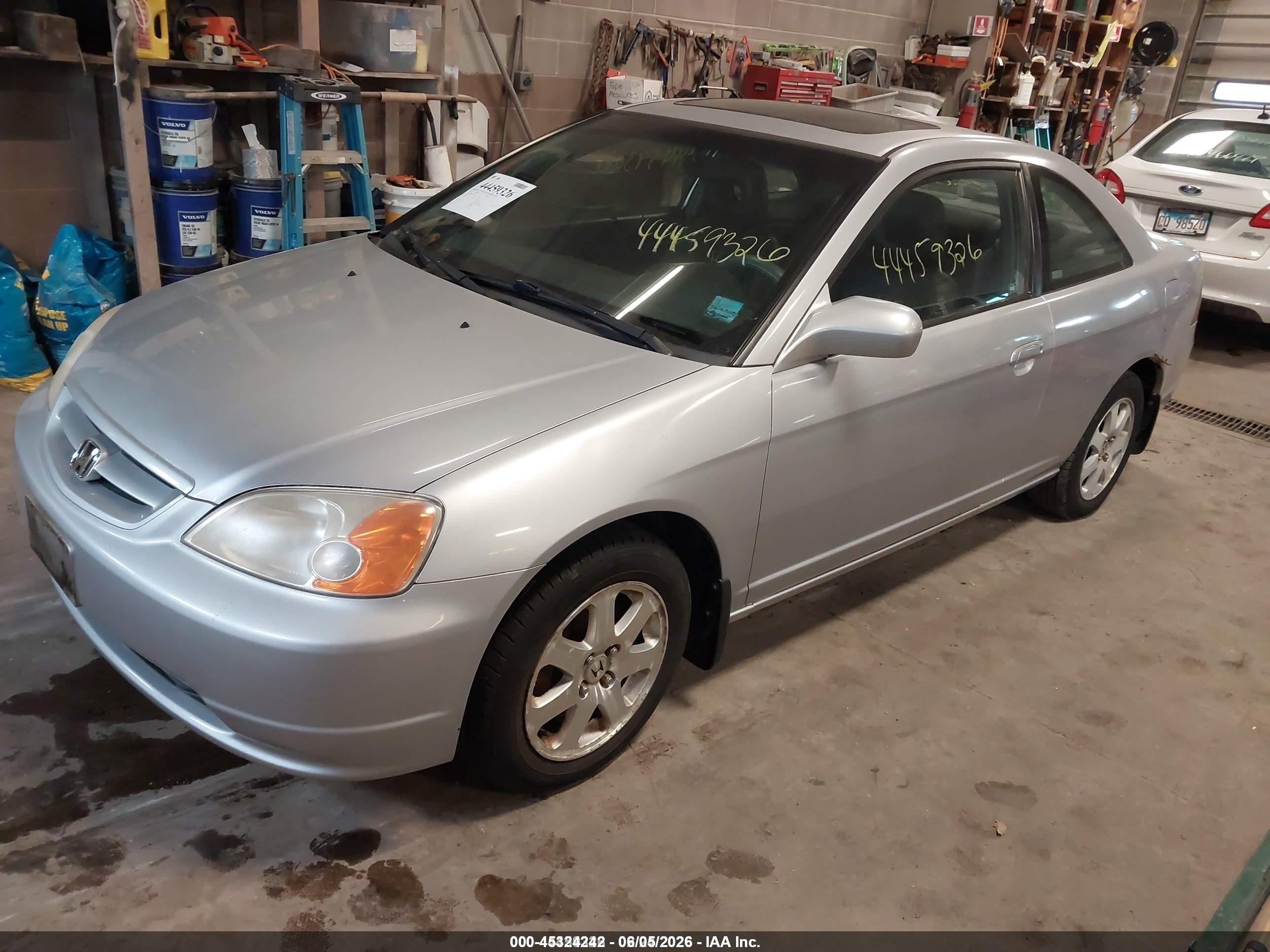 2002 Honda Civic Ex Silver vin: 1HGEM219X2L038566