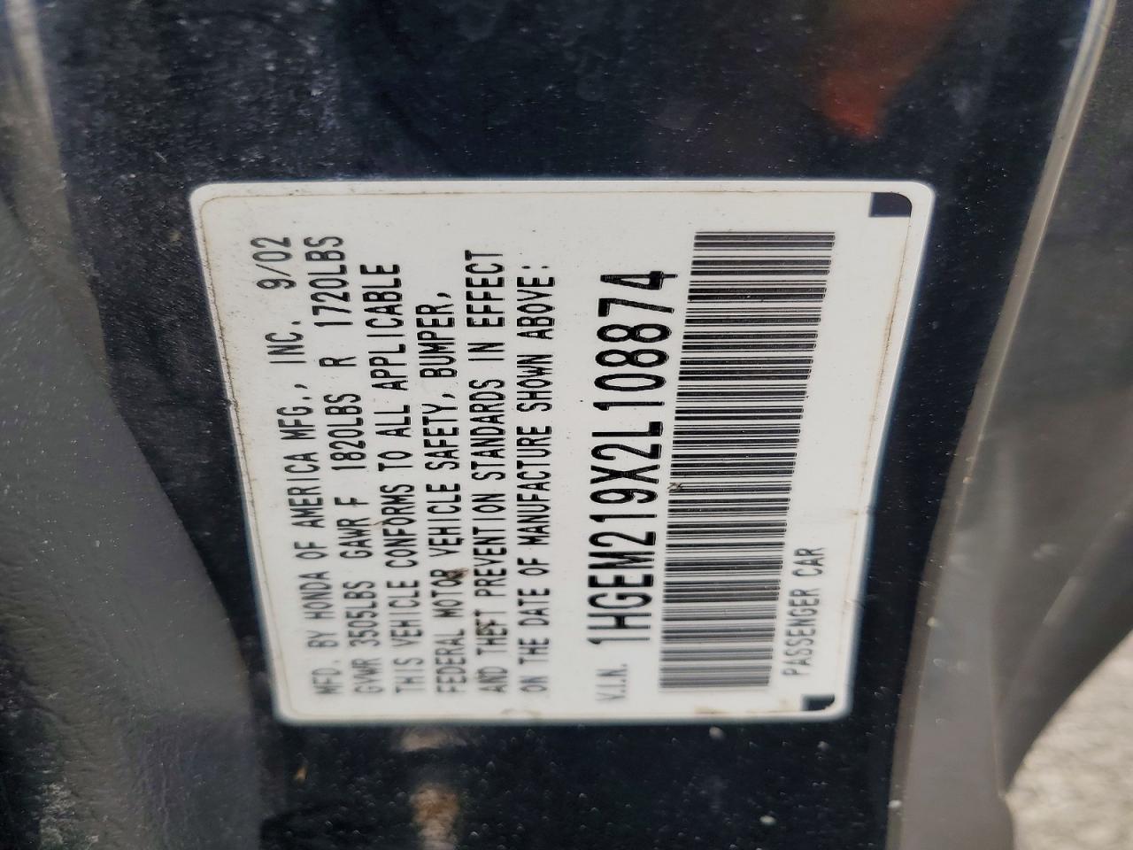2002 Honda Civic Ex Black vin: 1HGEM219X2L108874