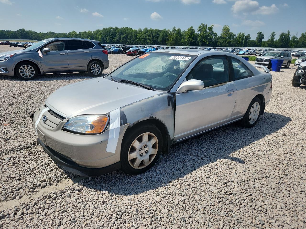 2002 Honda Civic Ex Gray vin: 1HGEM22072L080323