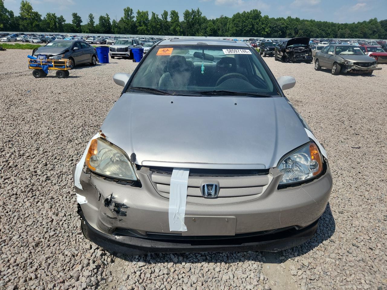 2002 Honda Civic Ex Gray vin: 1HGEM22072L080323