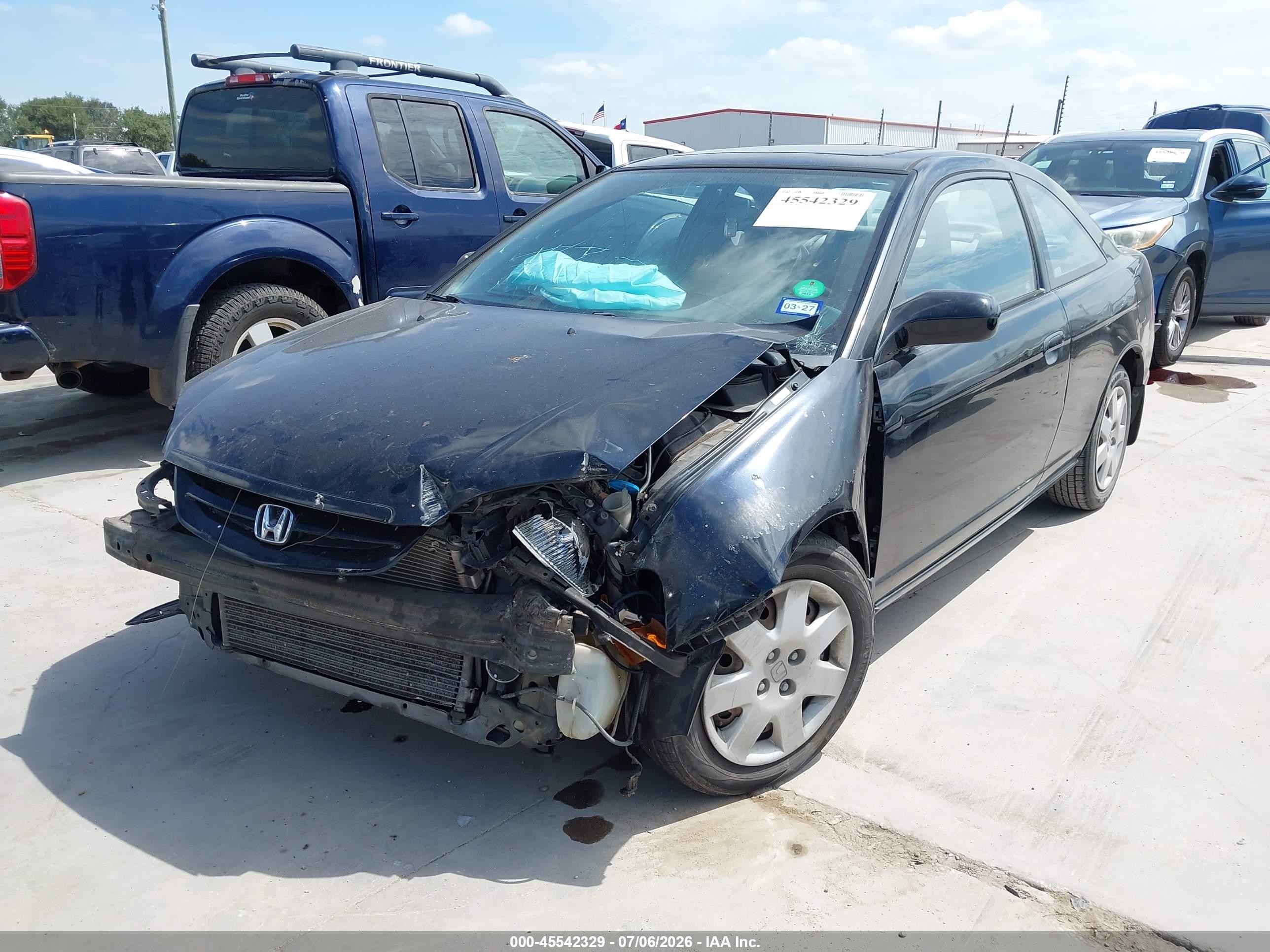 2002 Honda Civic Ex Black vin: 1HGEM220X2L084270