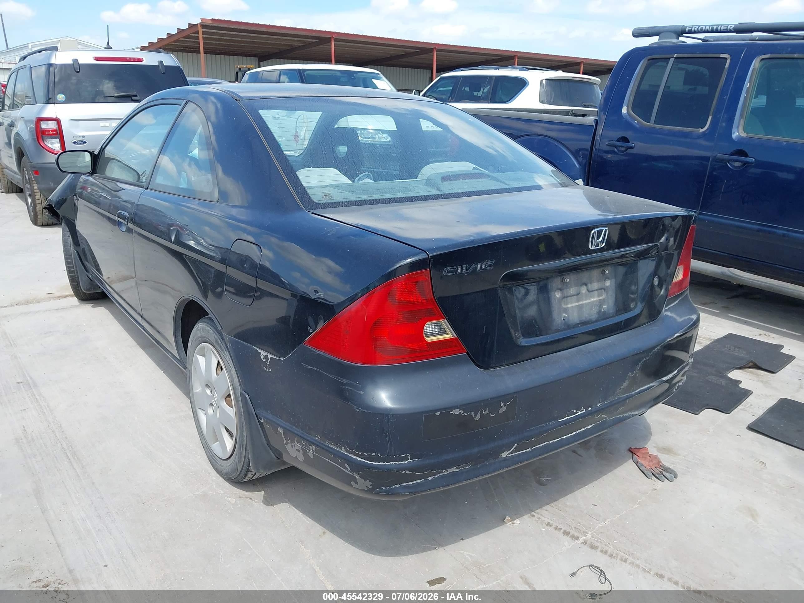 2002 Honda Civic Ex Black vin: 1HGEM220X2L084270